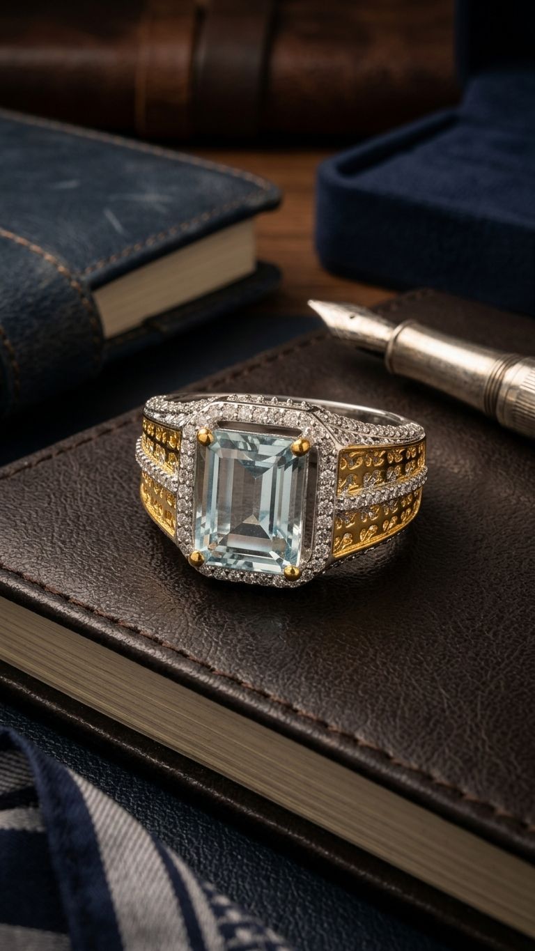 Aquamarine Ring view 4 — Rings in 92.5 Sterling Silver