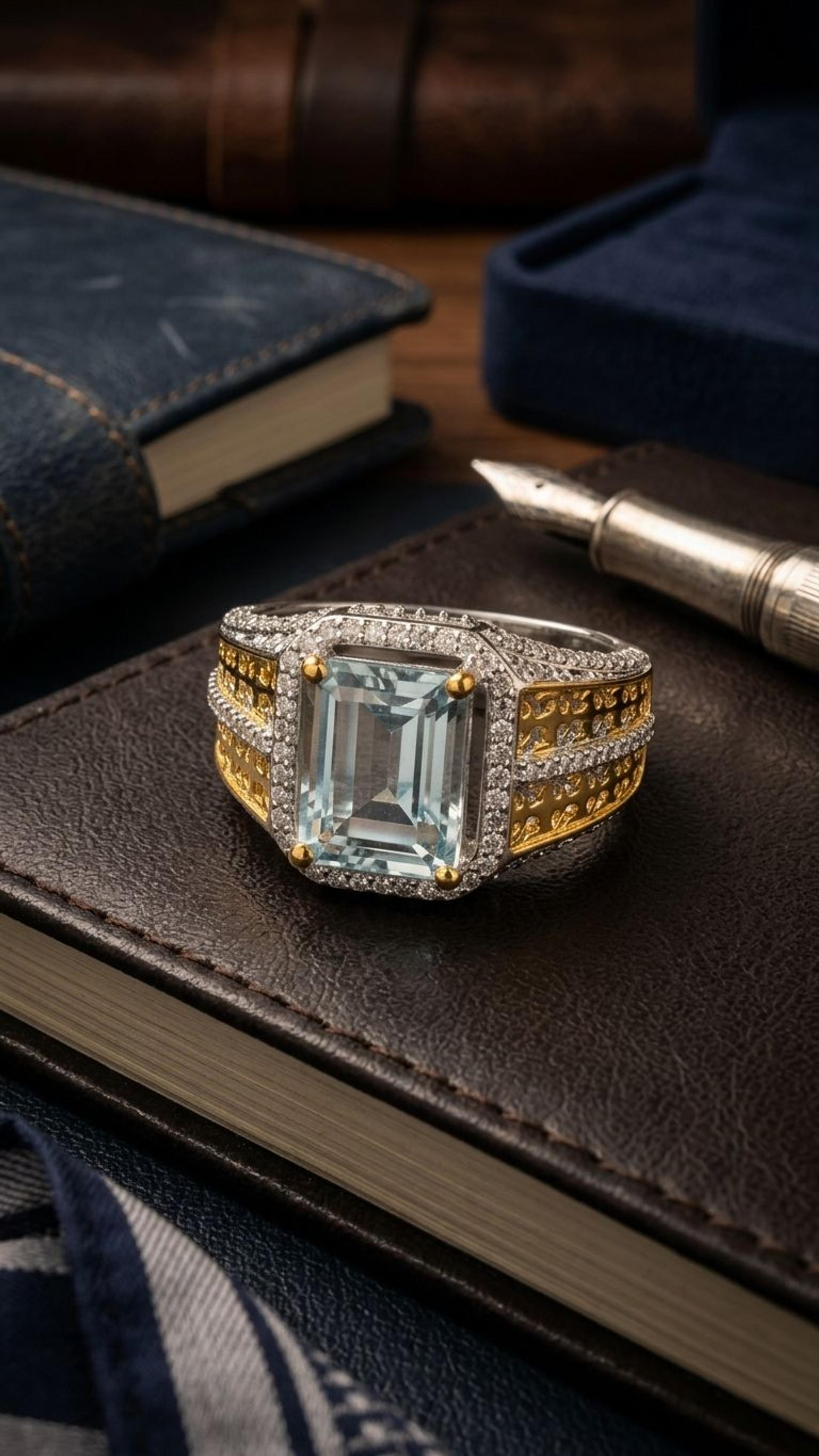 Aquamarine Ring view 4 — Rings in 92.5 Sterling Silver