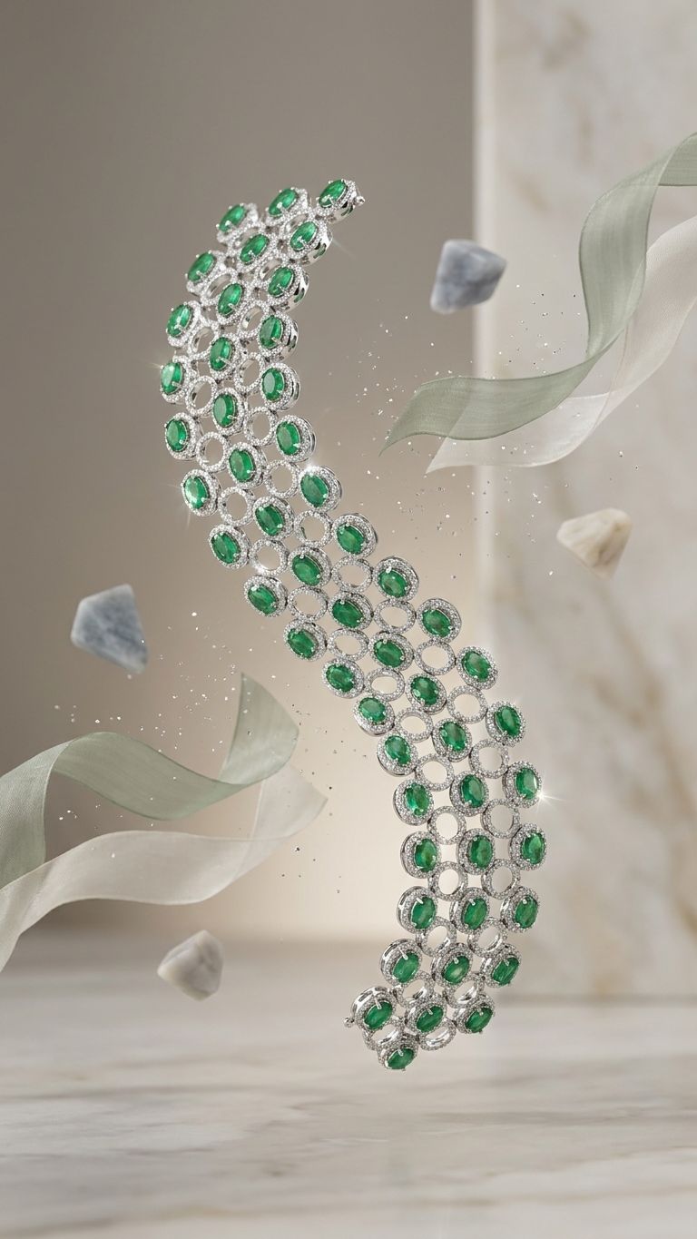 Emerald Bracelet view 2 — Bracelets in 92.5 Sterling Silver