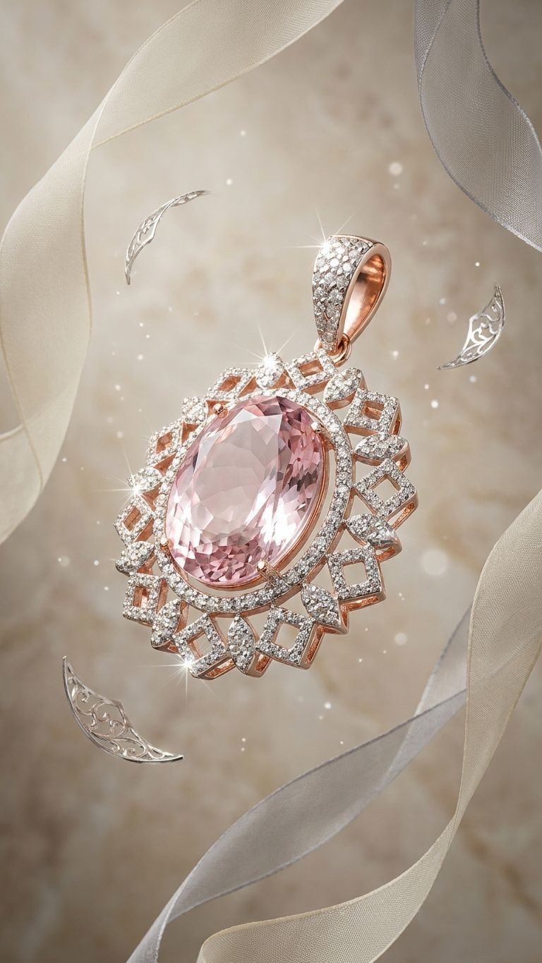 Morganite Stone Pendant view 3 — Pendants in 92.5 Sterling Silver