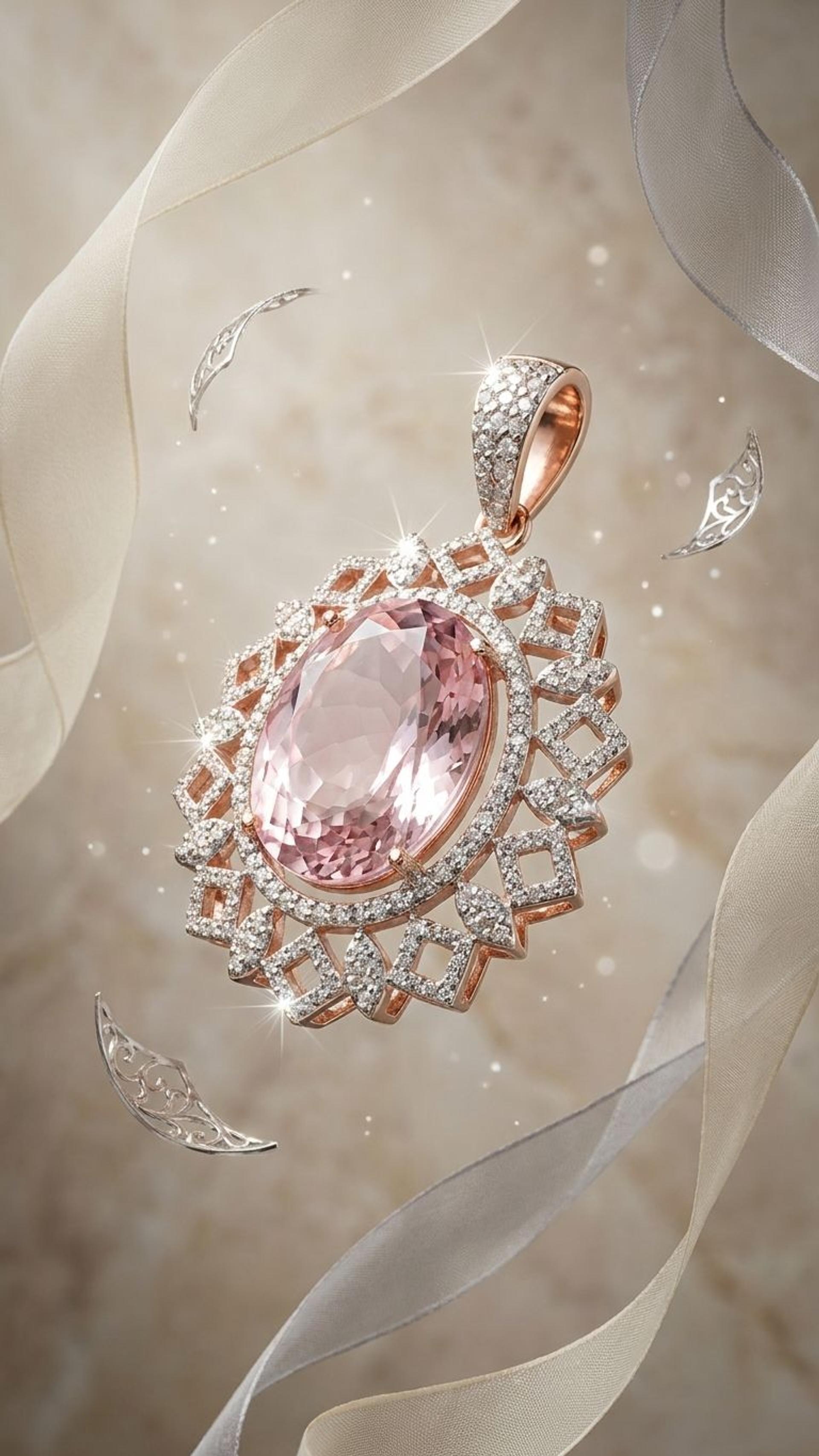 Morganite Stone Pendant view 3 — Pendants in 92.5 Sterling Silver
