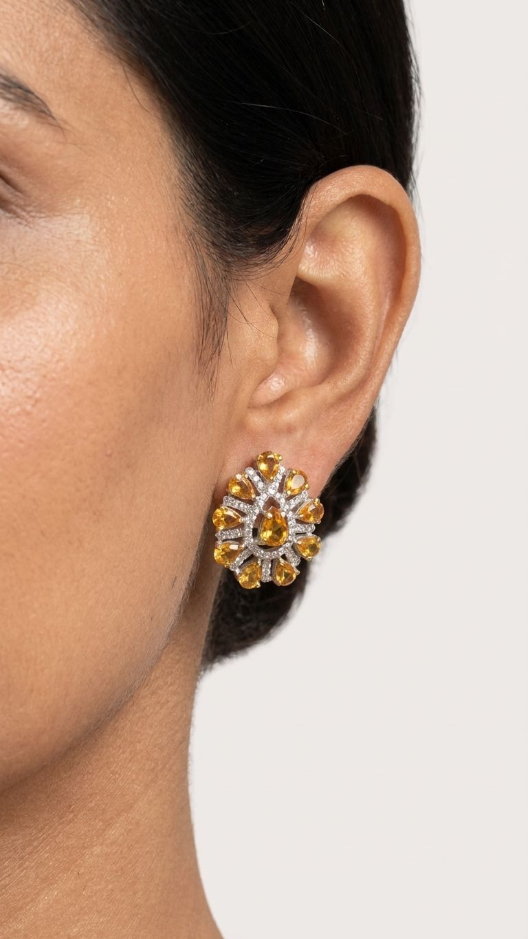 Yellow Sapphire Stud view 2 — Studs in 92.5 Sterling Silver