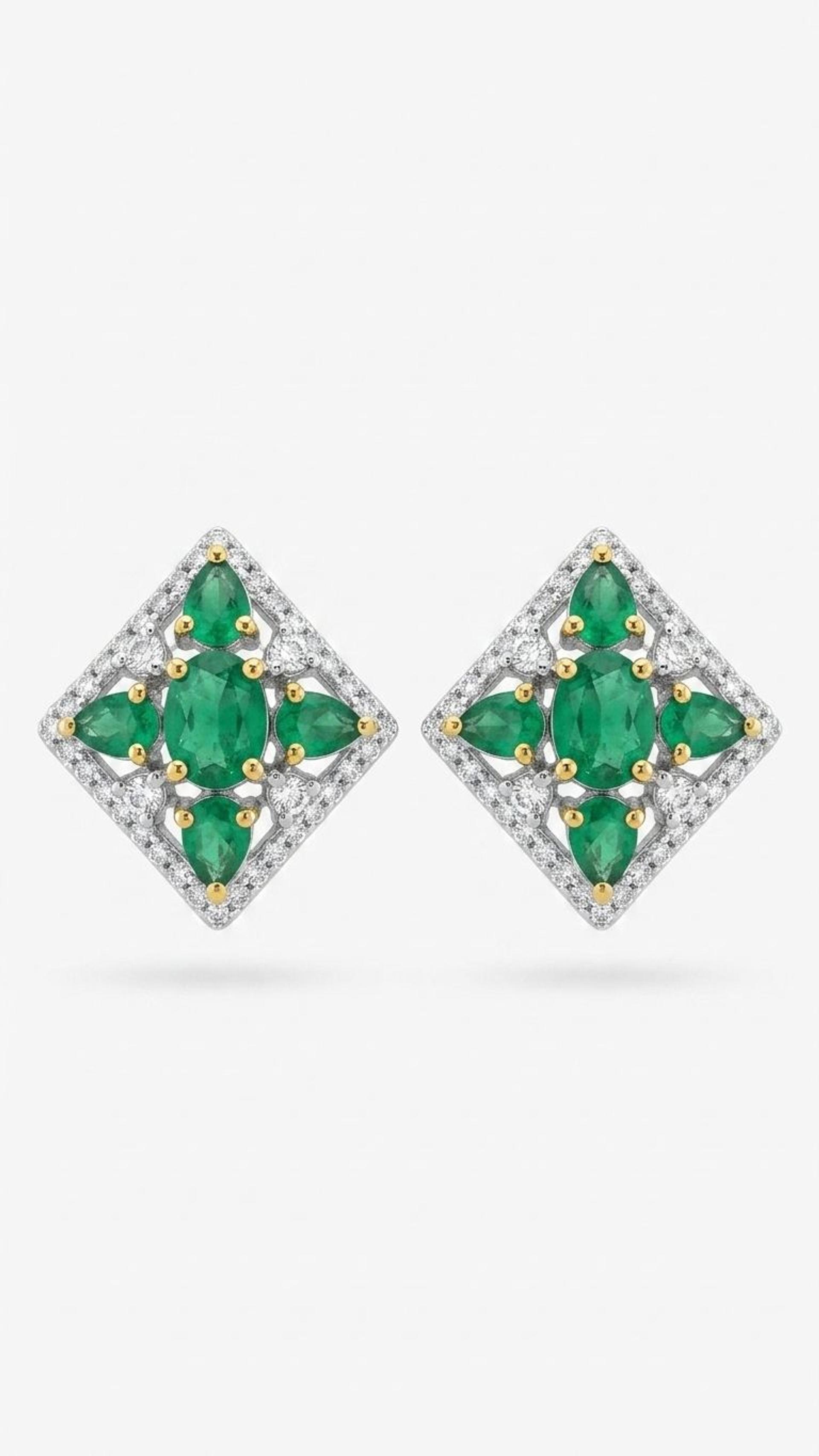 Emerald Stud view 4 — Studs in 92.5 Sterling Silver