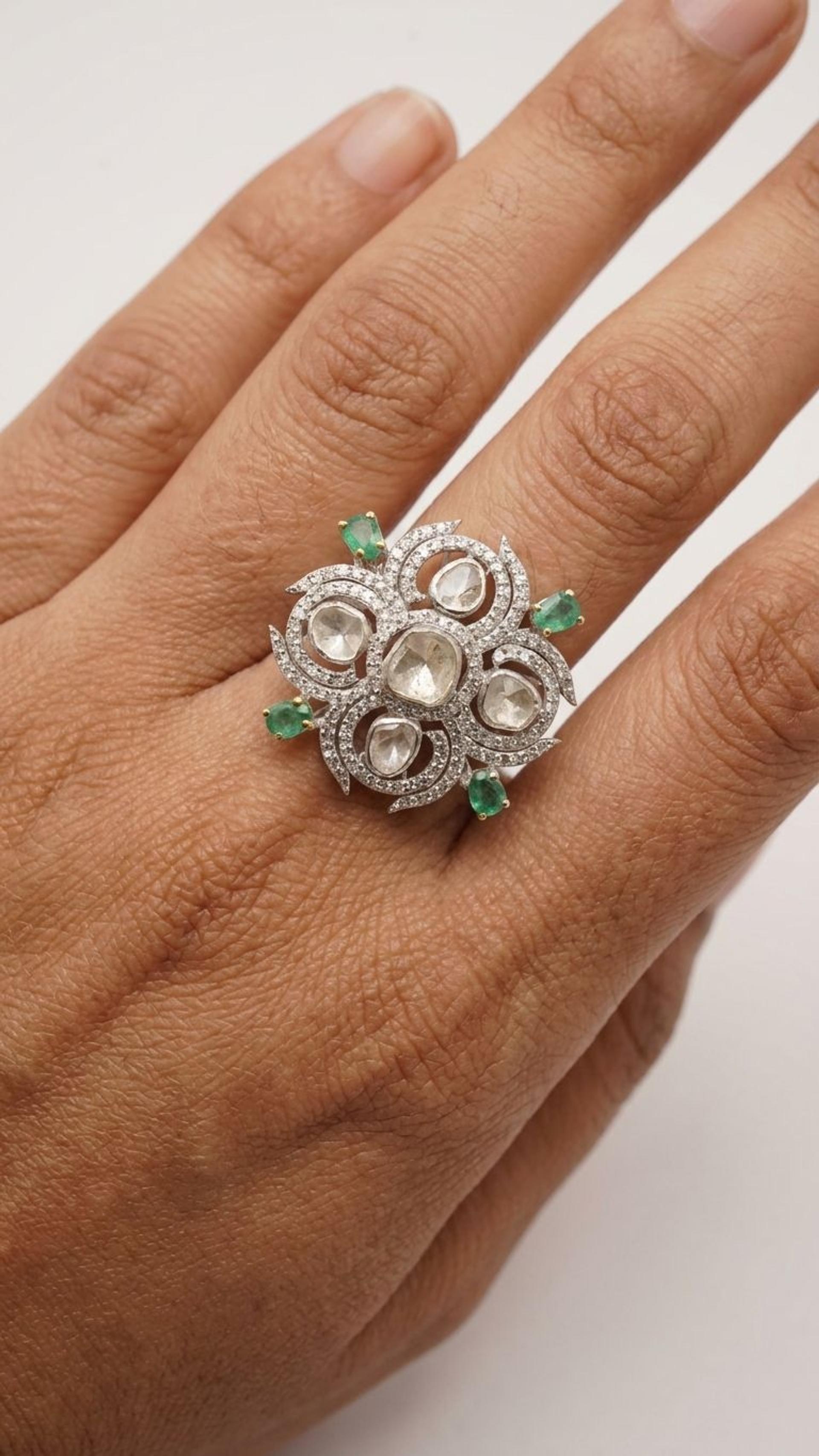 Emerald Ring view 4 — Rings in 92.5 Sterling Silver