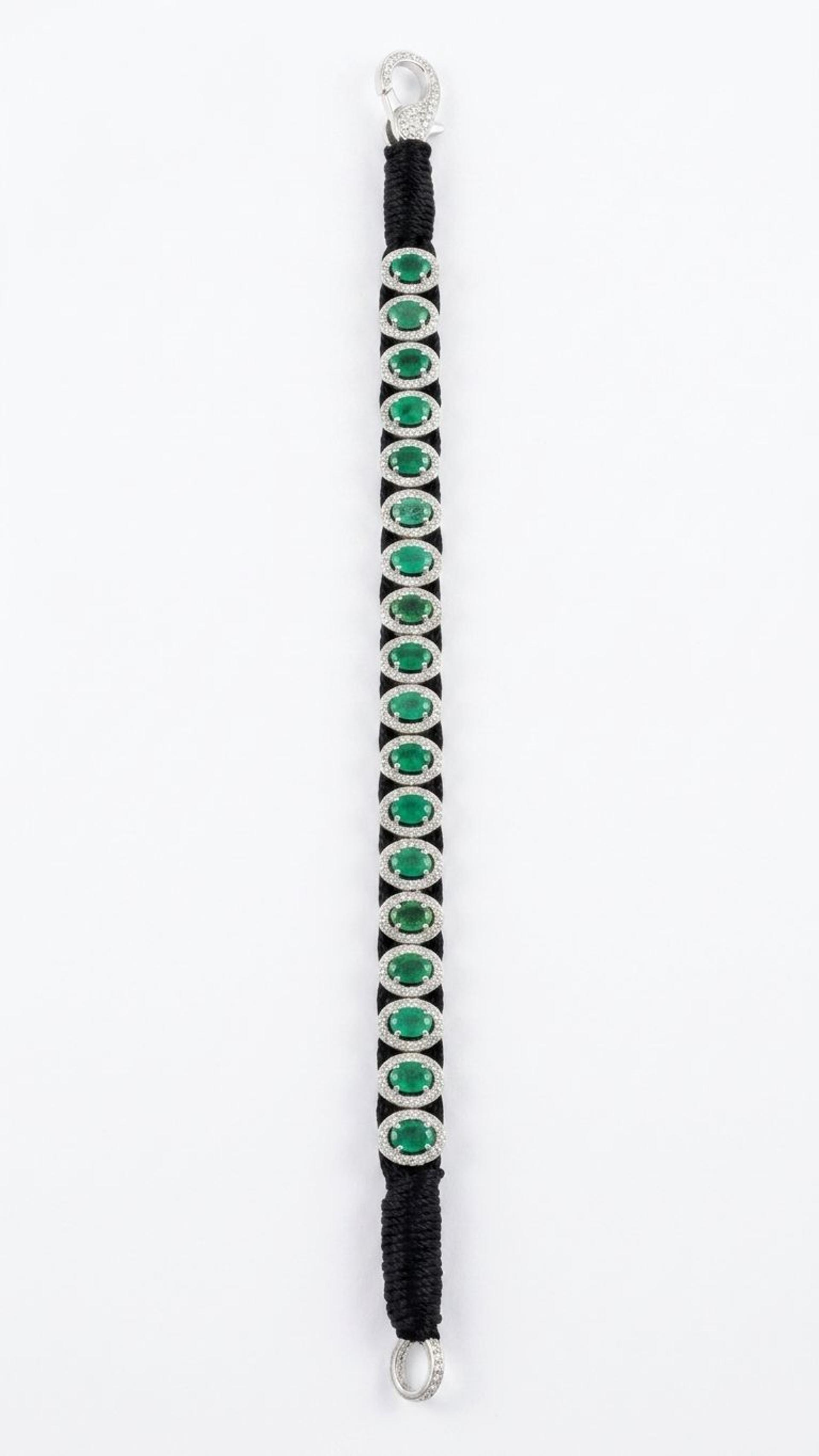 Emerald Emerald Bracelet in 92.5 Sterling Silver — Surya Jewellers Jaipur