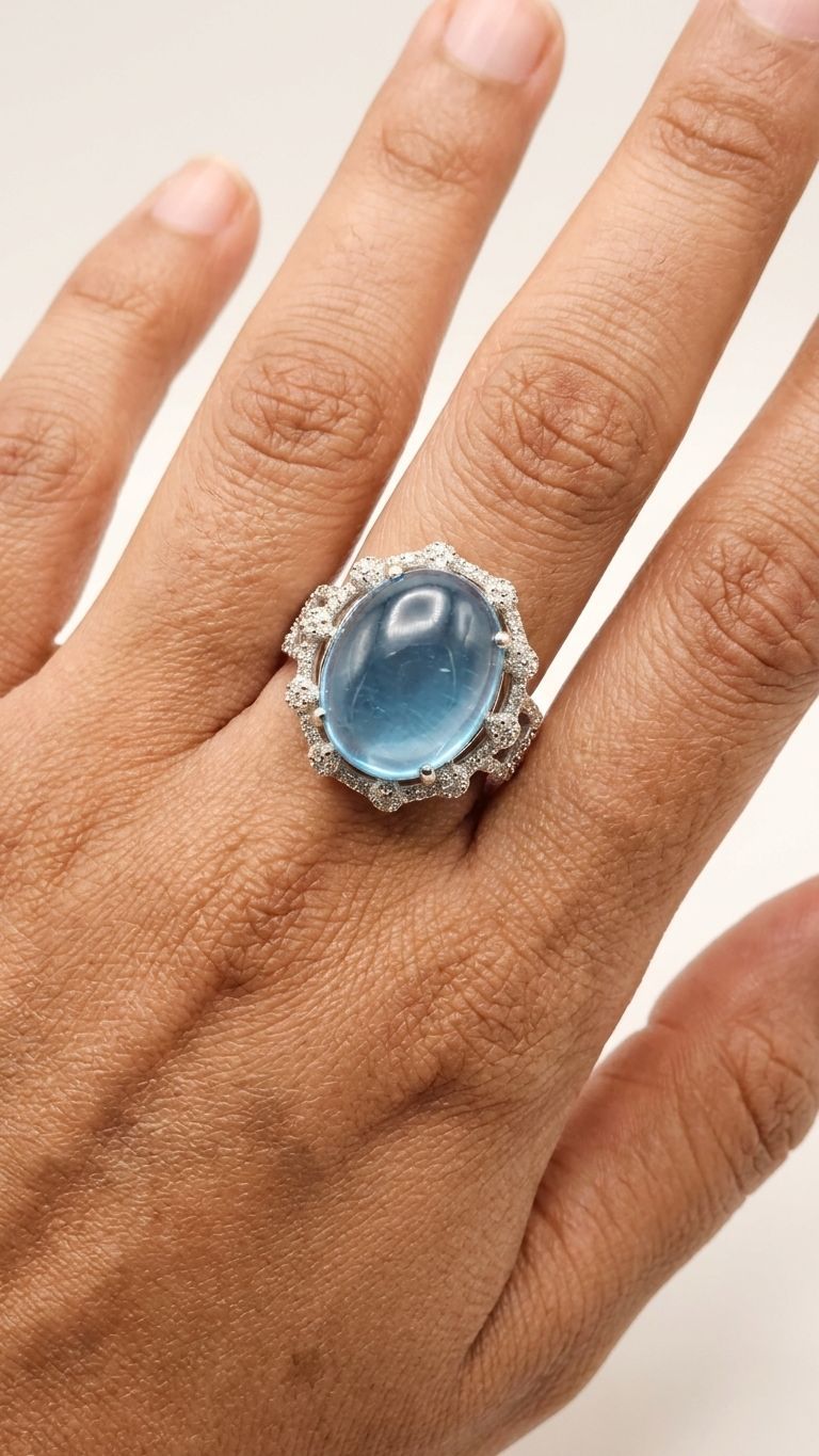 Blue Topaz Ring view 2 — Rings in 92.5 Sterling Silver