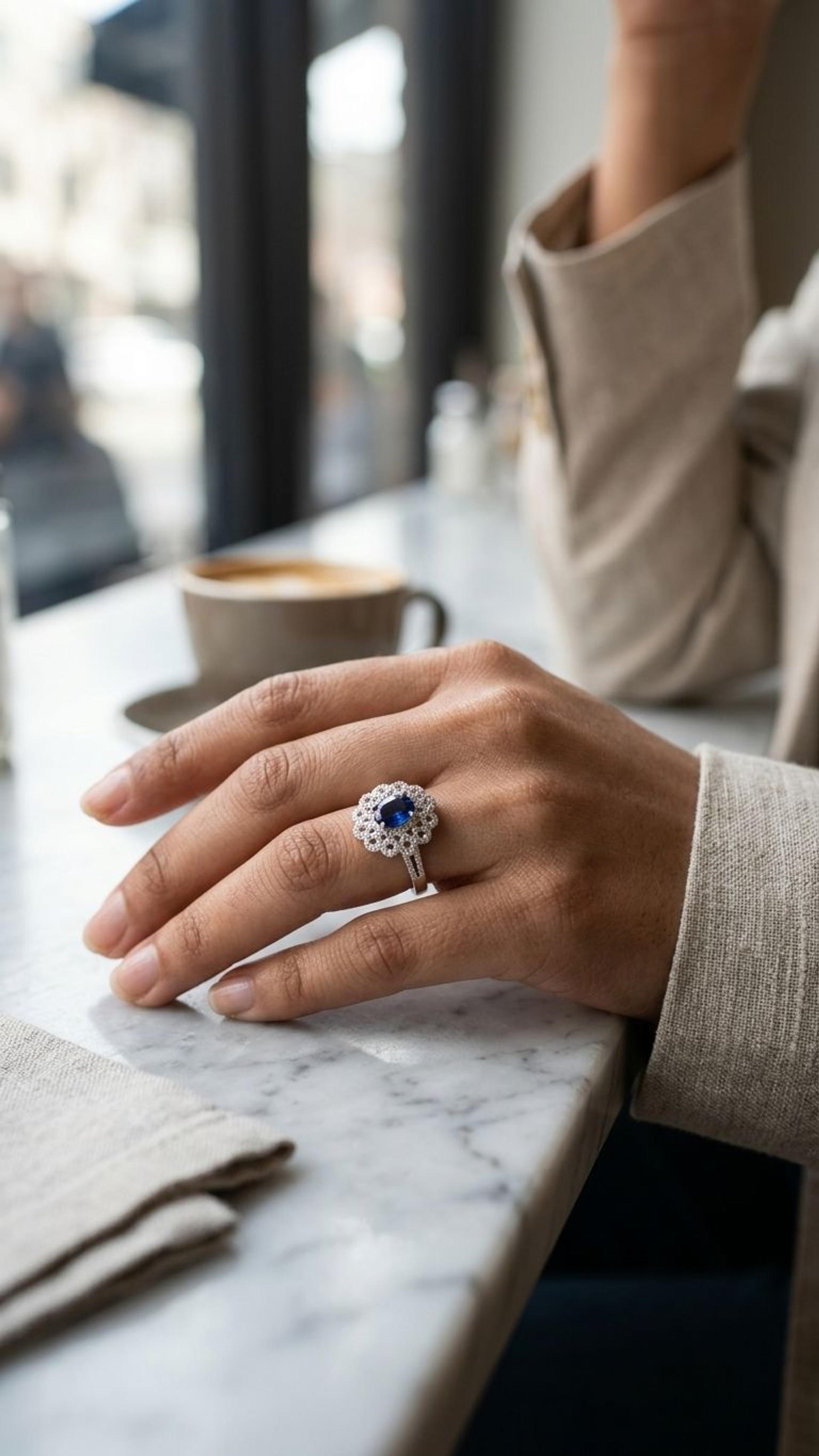 Blue Sapphire Blue Sapphire Ring in 92.5 Sterling Silver — Surya Jewellers Jaipur