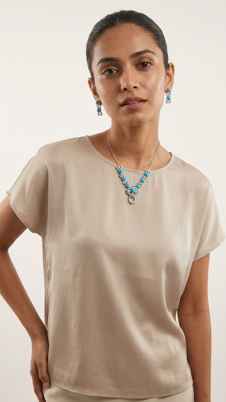 Turquoise Necklace view 2 — Necklaces in 92.5 Sterling Silver