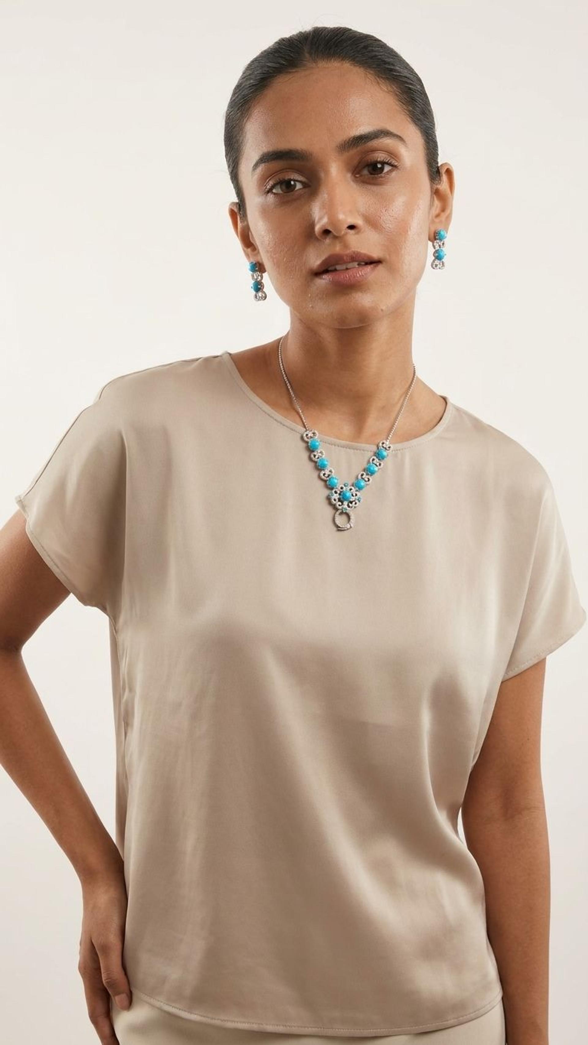 Turquoise Necklace view 2 — Necklaces in 92.5 Sterling Silver