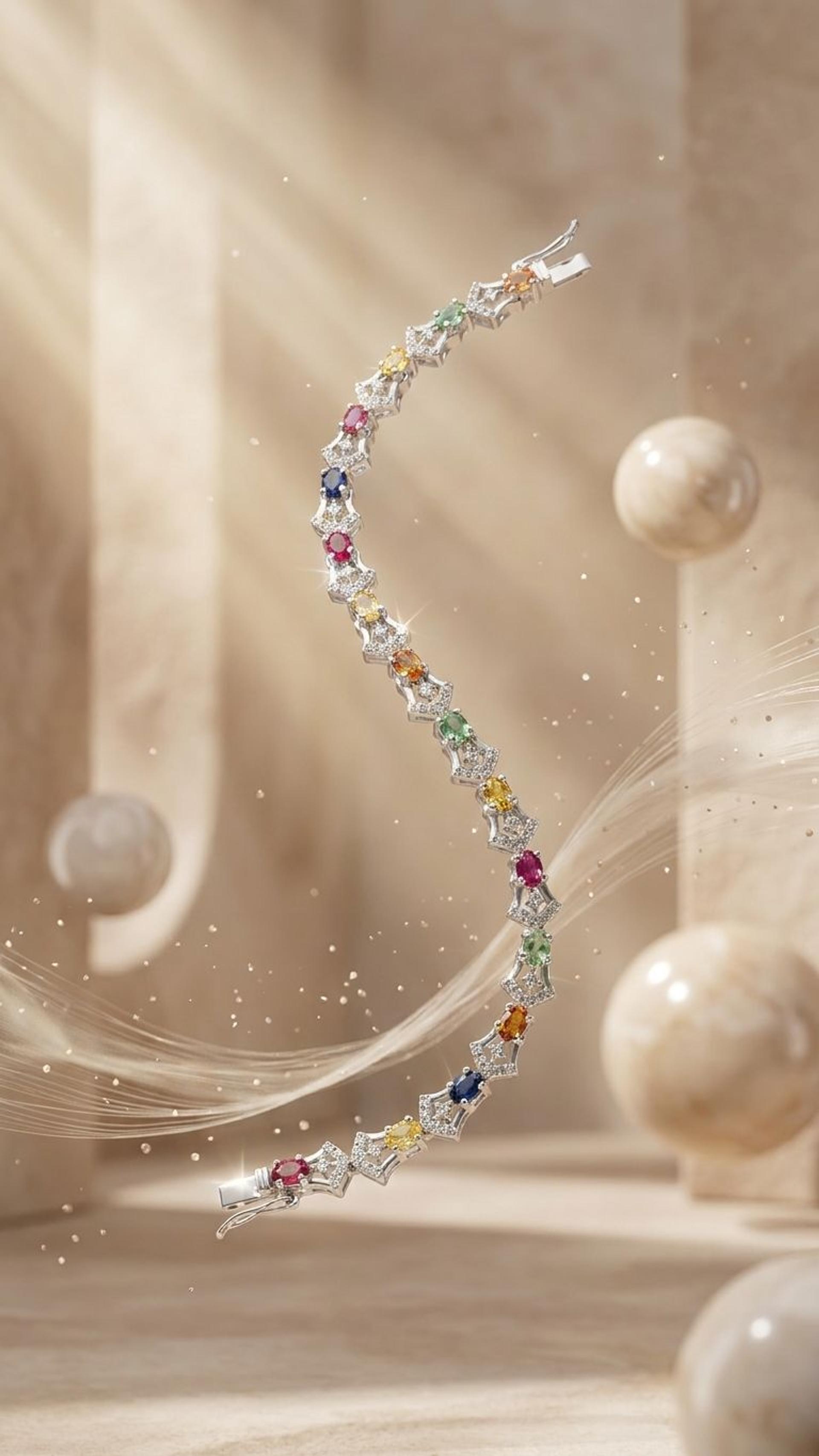 Multi Sapphire Multi Sapphire Bracelet in 92.5 Sterling Silver — Surya Jewellers Jaipur