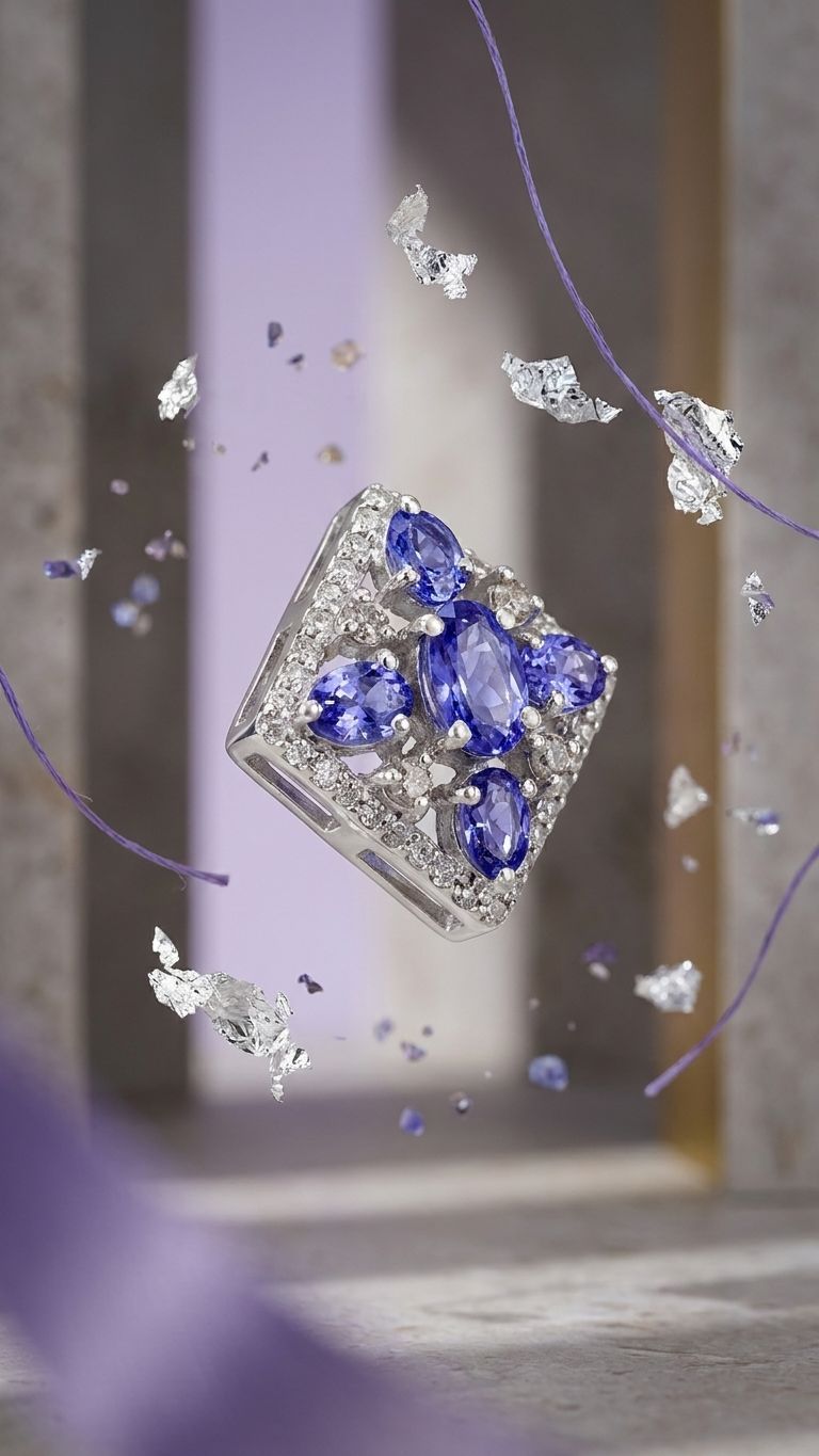 Tanzanite Stud view 4 — Studs in 92.5 Sterling Silver