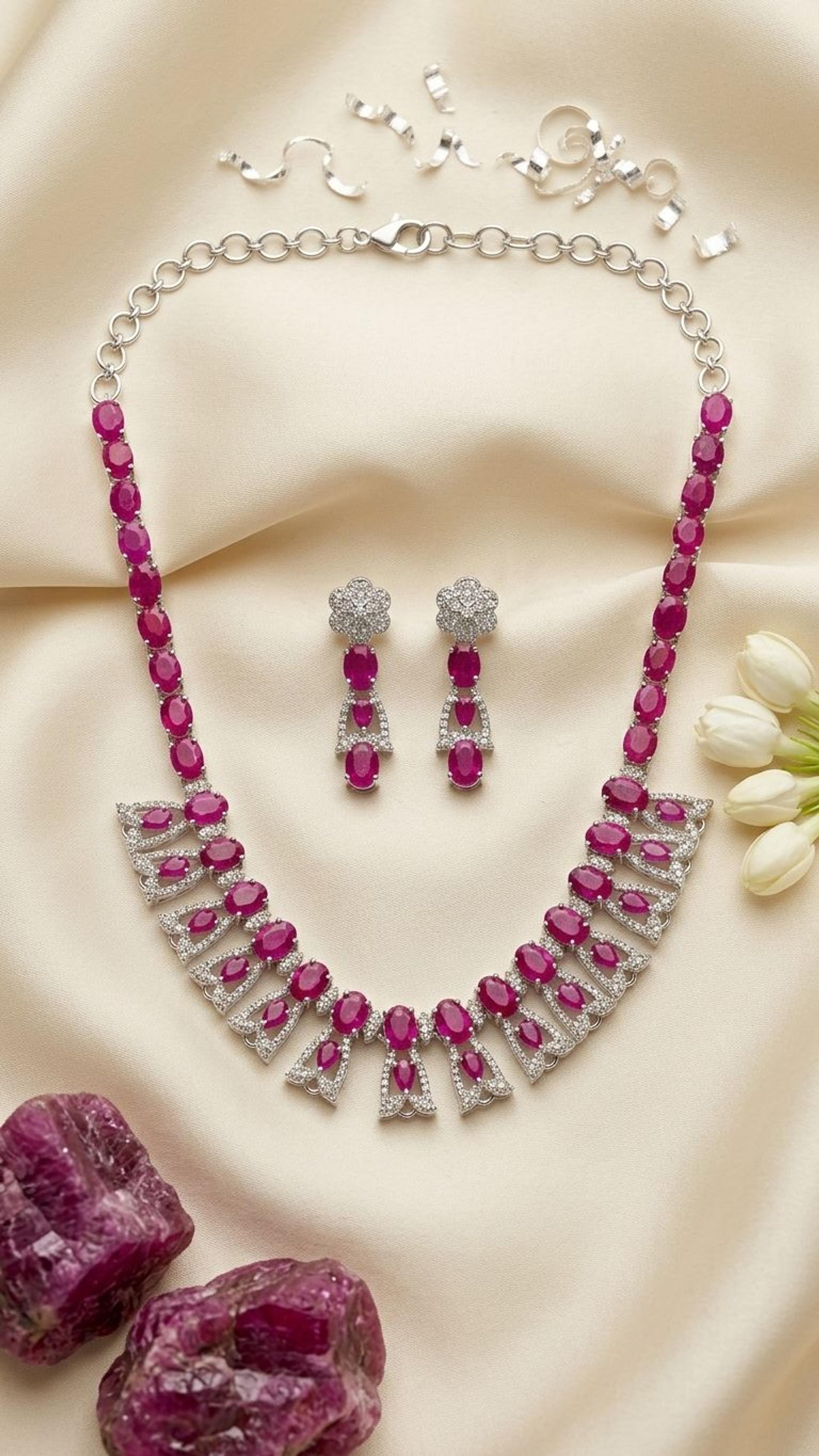 Ruby Necklace view 2 — Necklaces in 92.5 Sterling Silver