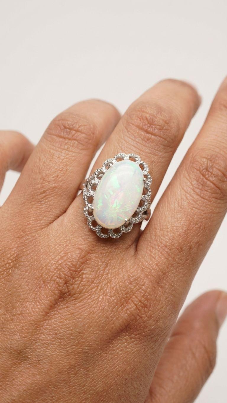 White opal White Opal Ring in 92.5 Sterling Silver — Surya Jewellers Jaipur