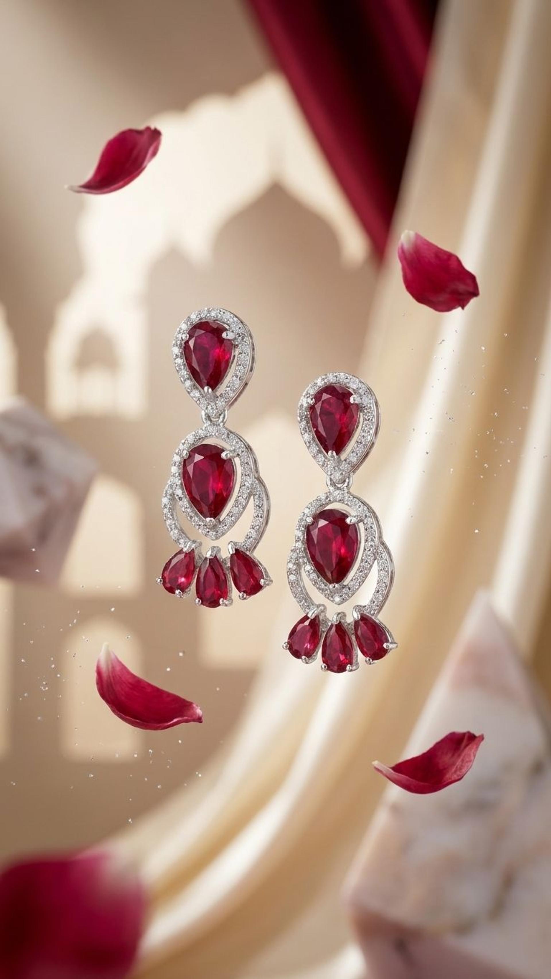 Ruby Earrings view 2 — Earrings in 92.5 Sterling Silver