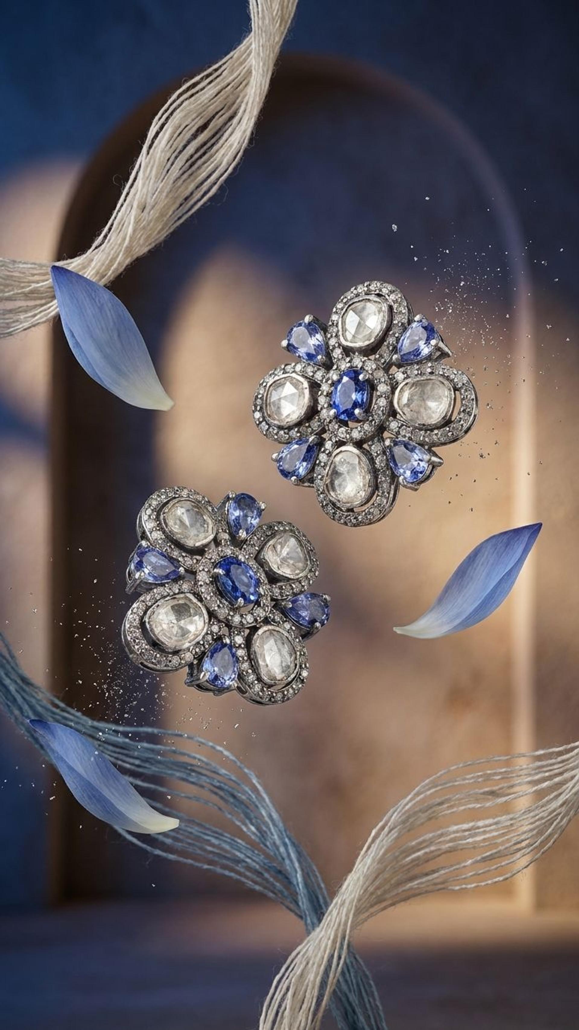 Tanzanite Stud view 3 — Studs in 92.5 Sterling Silver