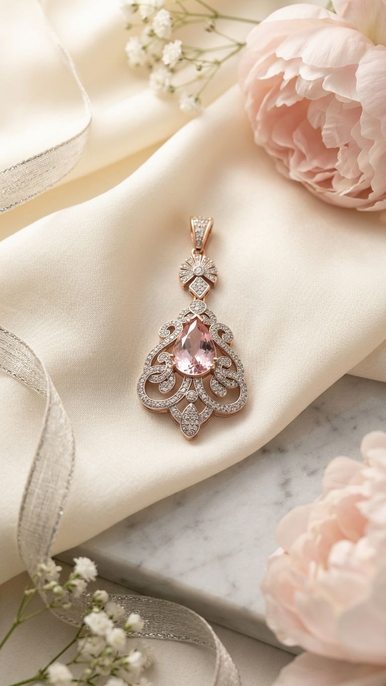 Morganite Stone Pendant view 4 — Pendants in 92.5 Sterling Silver