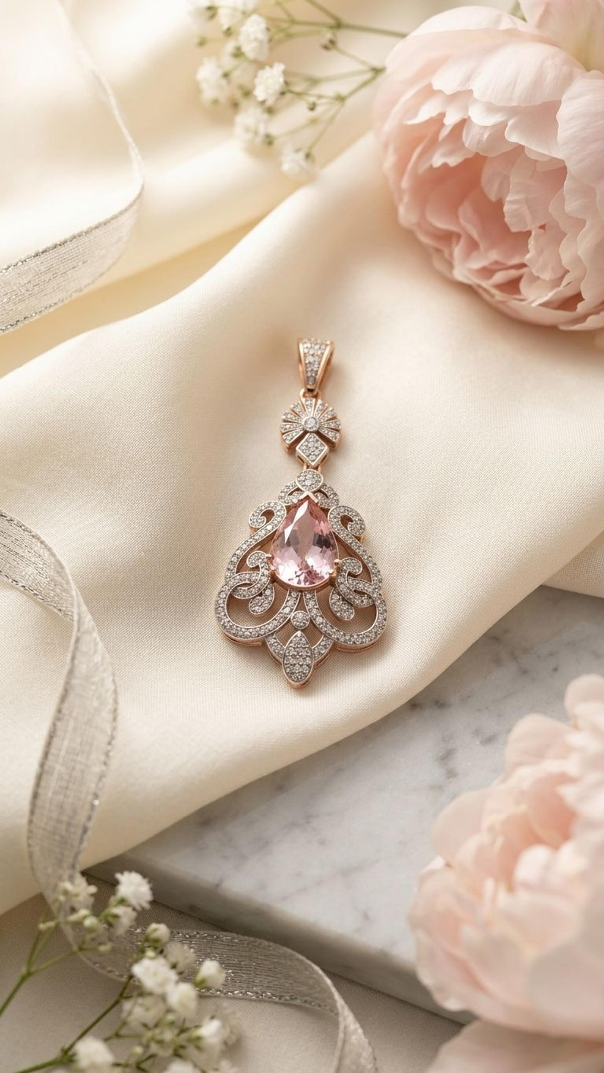 Morganite Stone Pendant view 4 — Pendants in 92.5 Sterling Silver