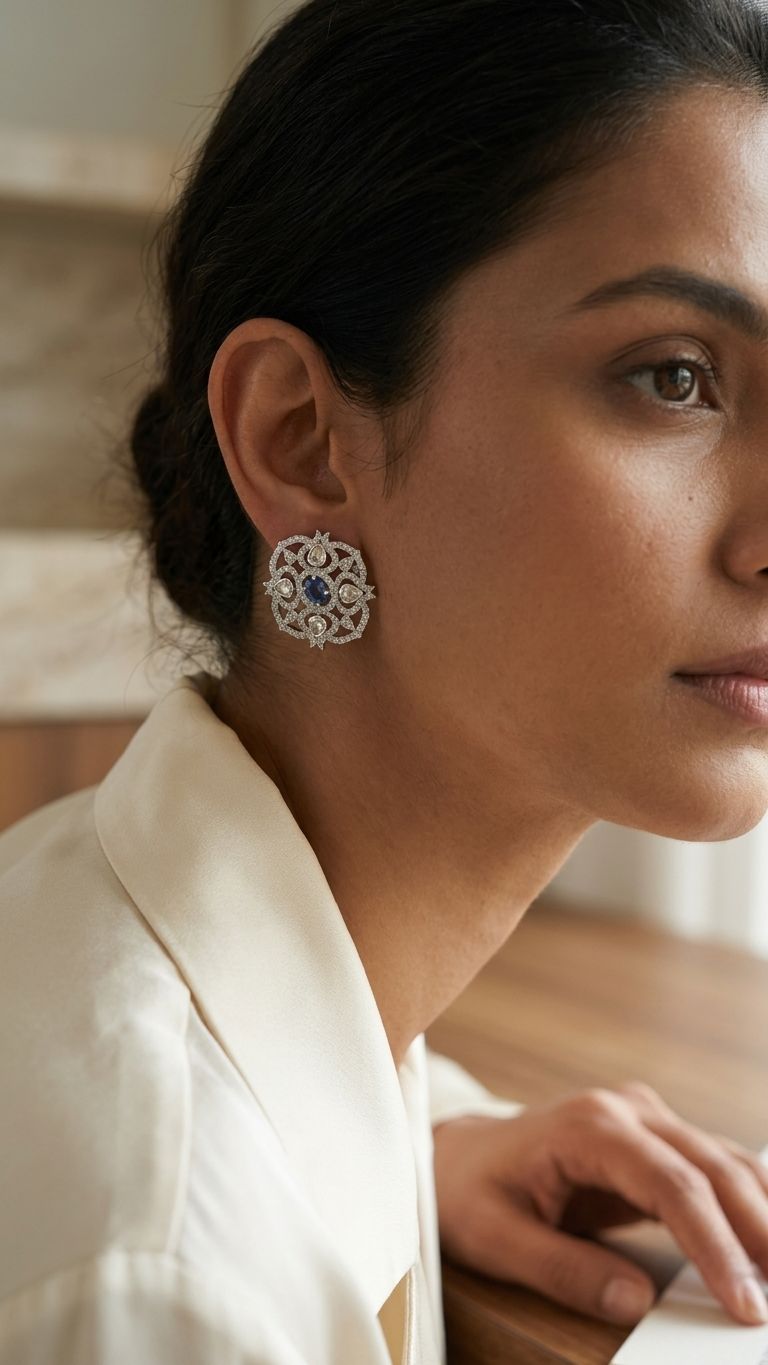 Tanzanite Stud view 2 — Studs in 92.5 Sterling Silver