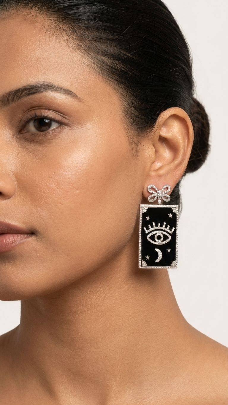 Onyx Earrings view 2 — Earrings in 92.5 Sterling Silver