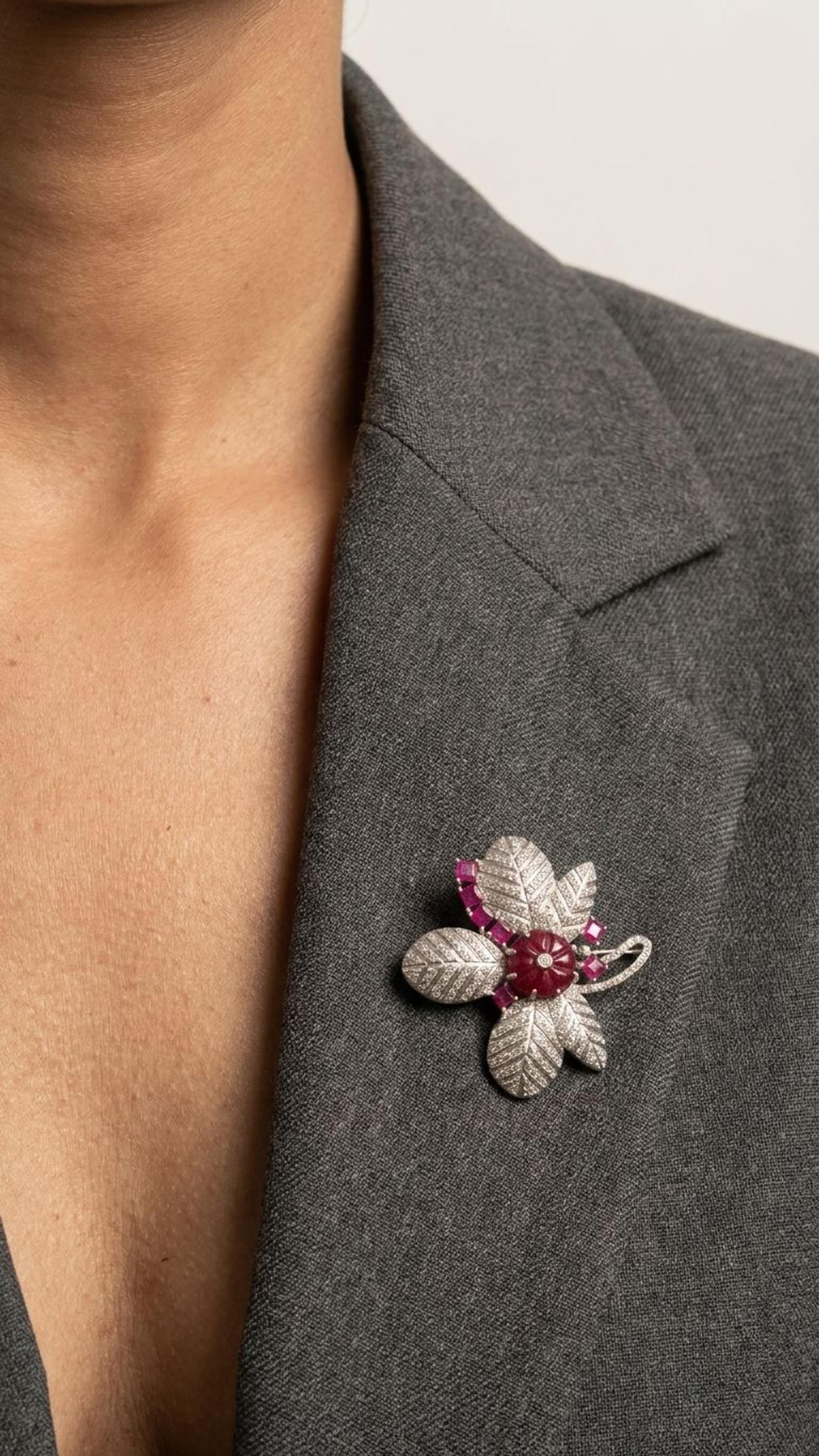 Ruby Ruby Carbeen Brooch view 2 — Brooches in 92.5 Sterling Silver