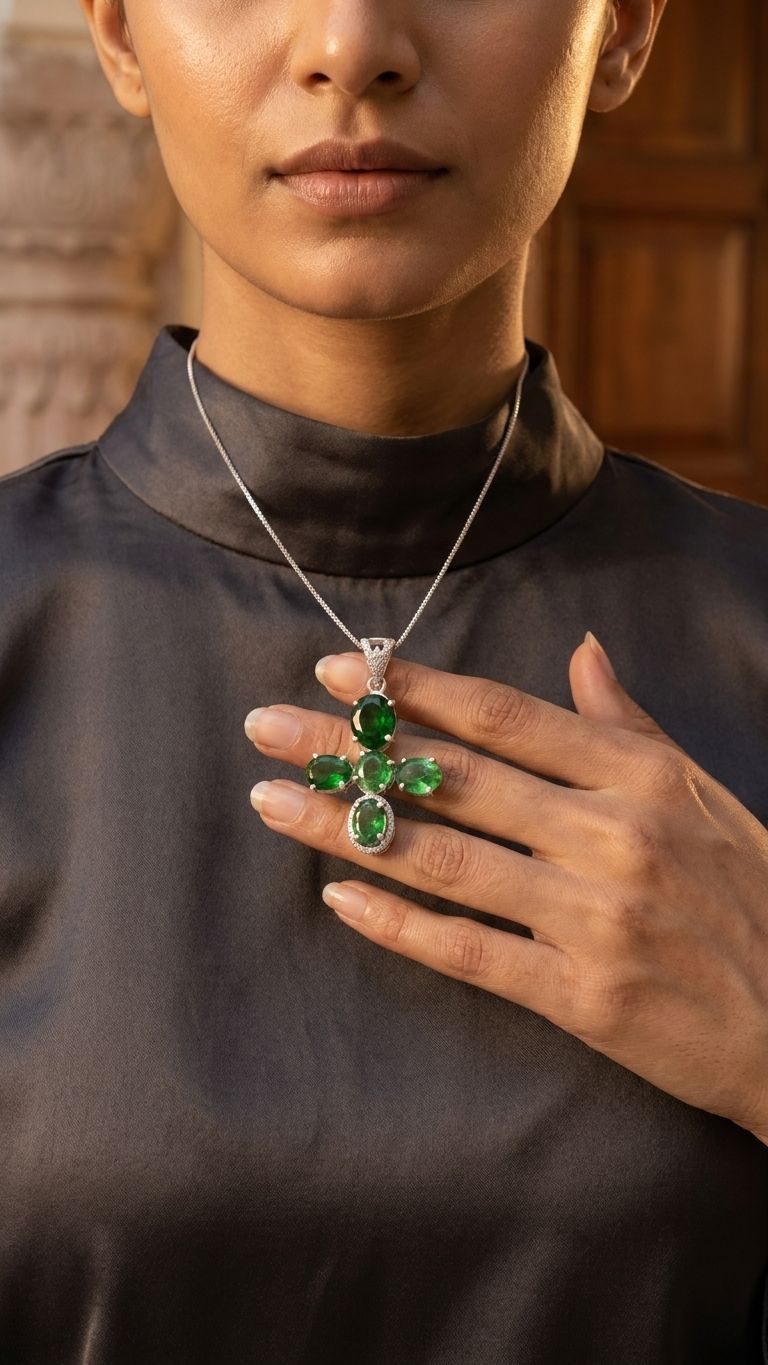 Tsavorite Pendant view 3 — Pendants in 92.5 Sterling Silver