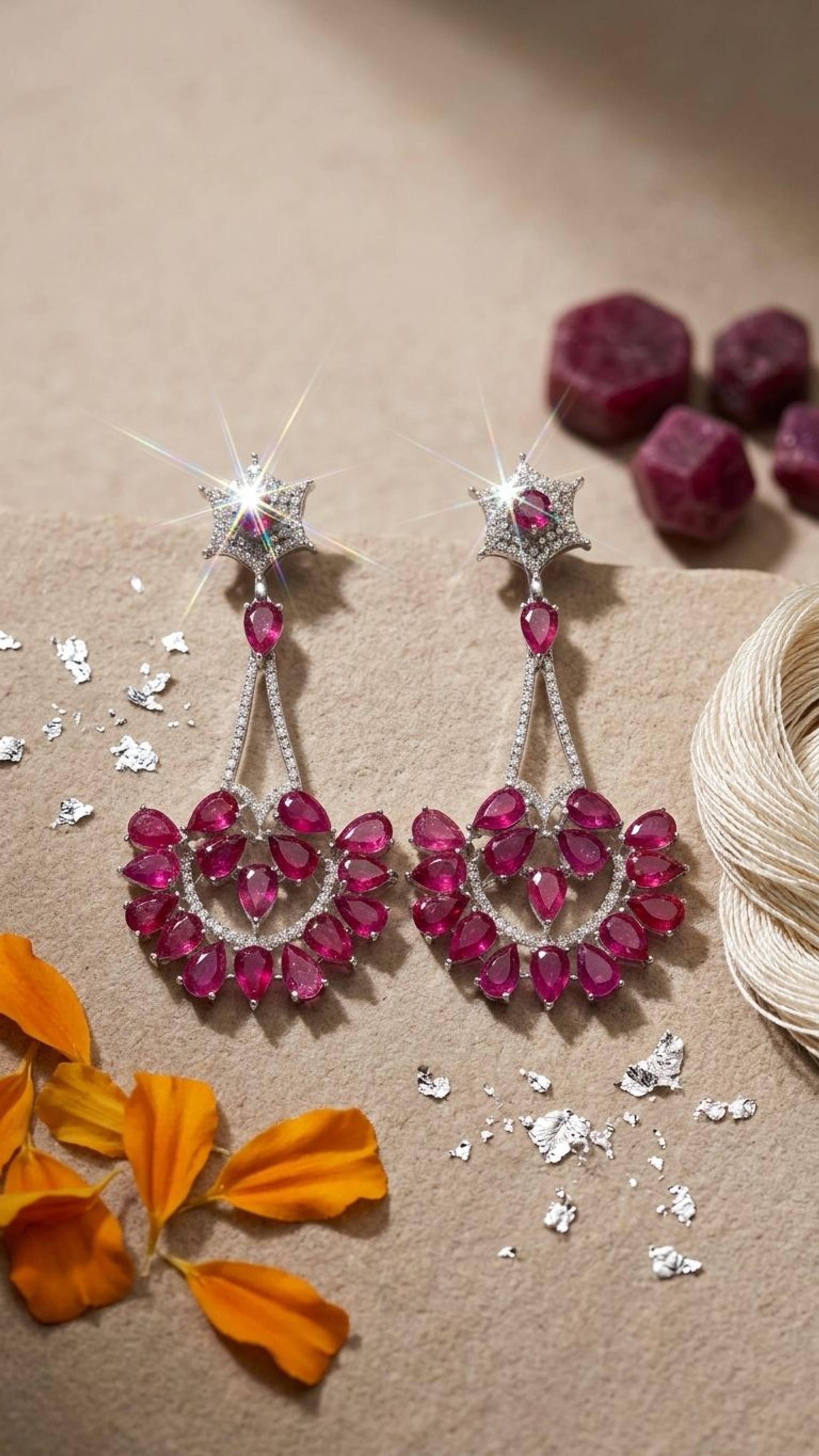 Ruby Earrings view 3 — Earrings in 92.5 Sterling Silver