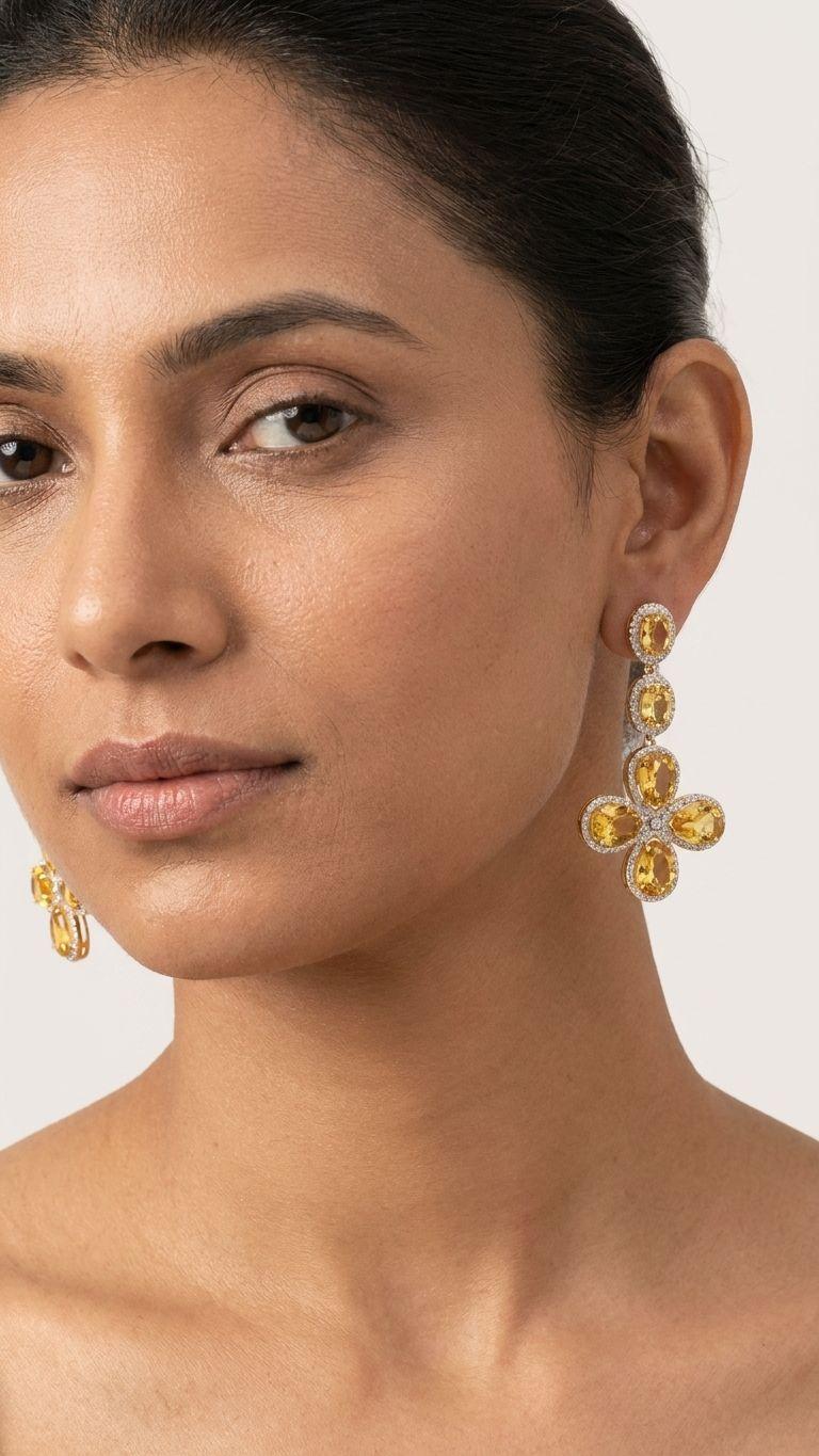 Yellow aquamarine Yellow Aquamarine Earrings in 92.5 Sterling Silver — Surya Jewellers Jaipur