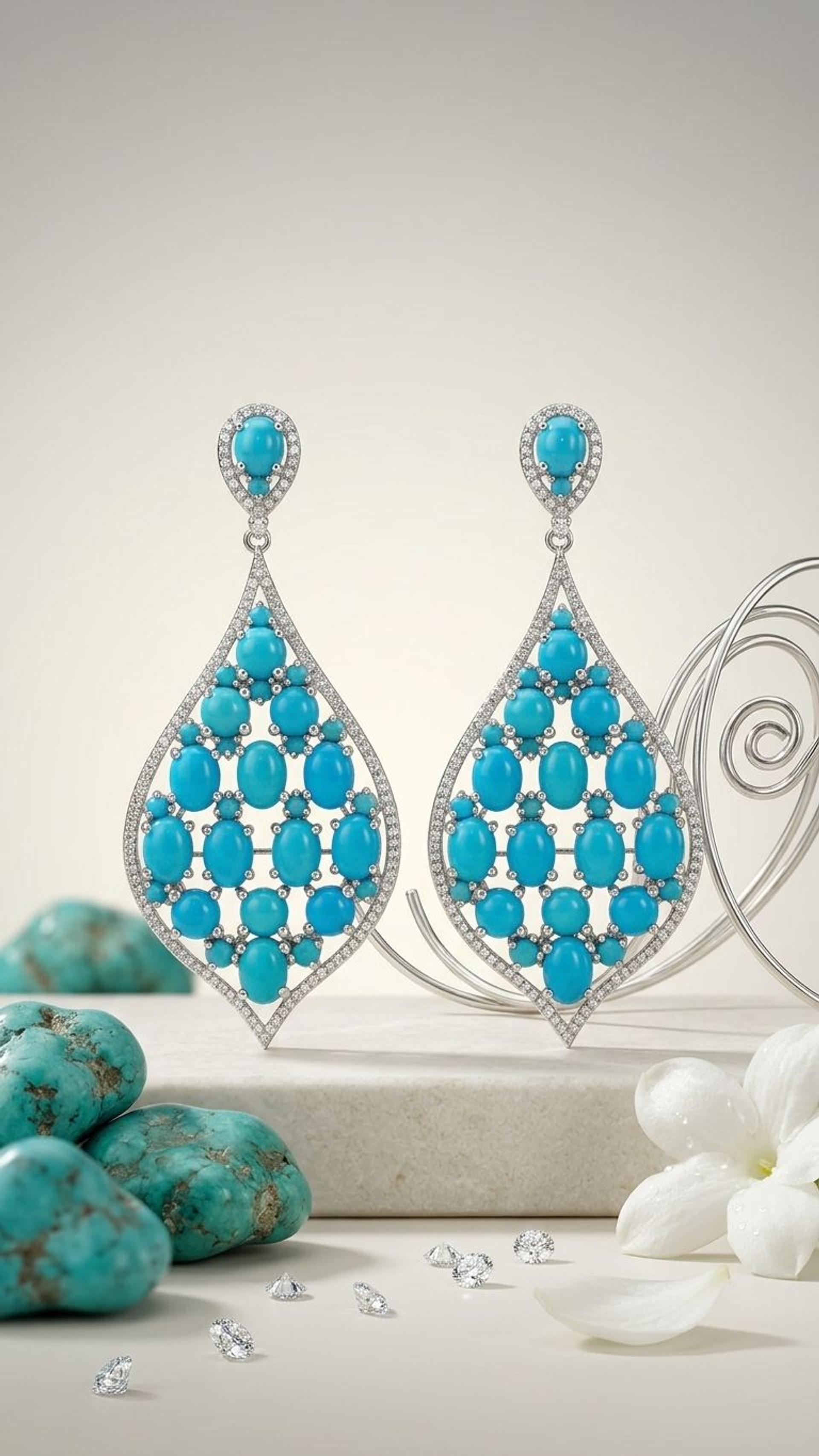 Turquoise Earrings view 3 — Earrings in 92.5 Sterling Silver