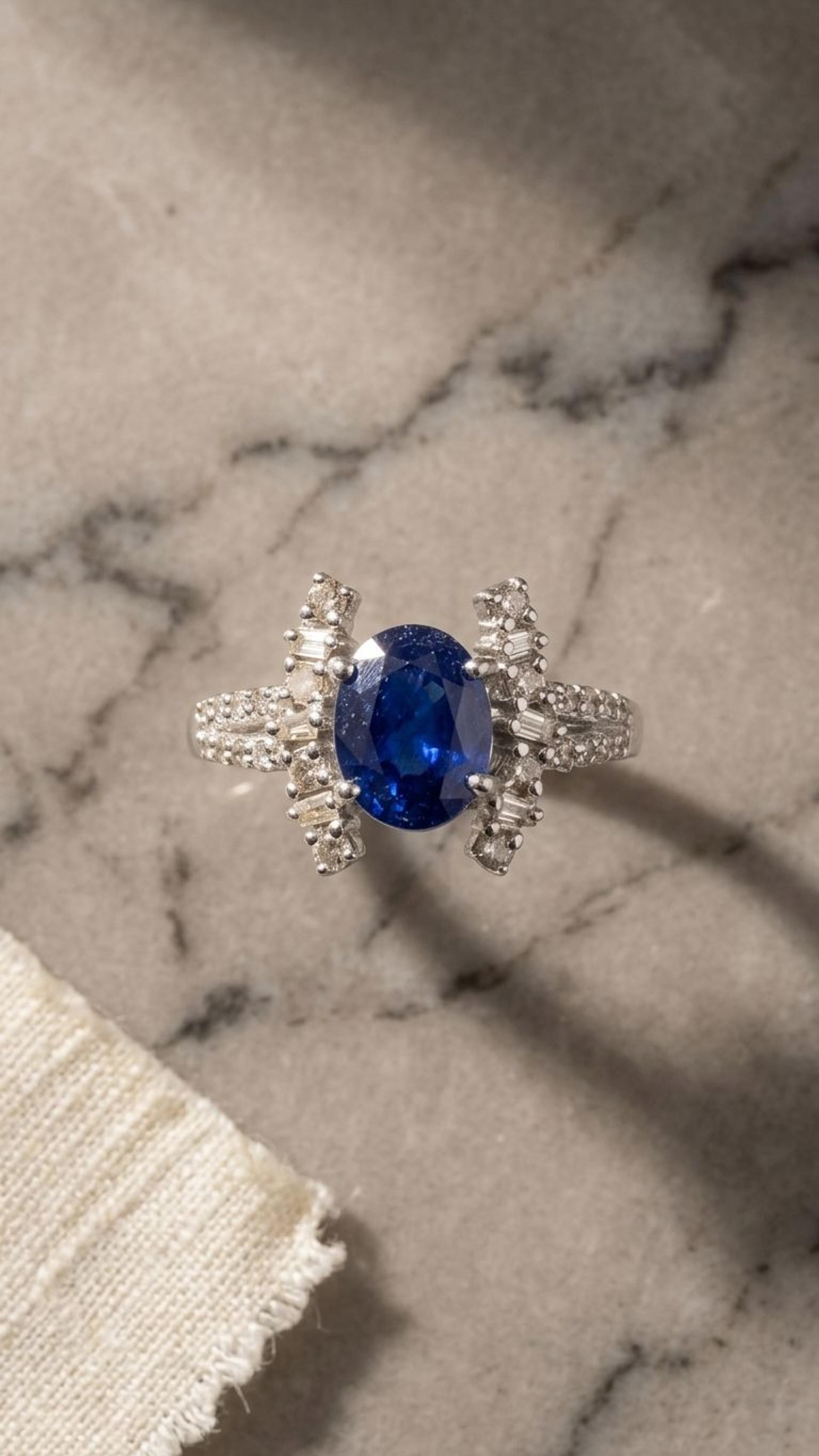 Blue Sapphire Ring view 3 — Rings in 92.5 Sterling Silver