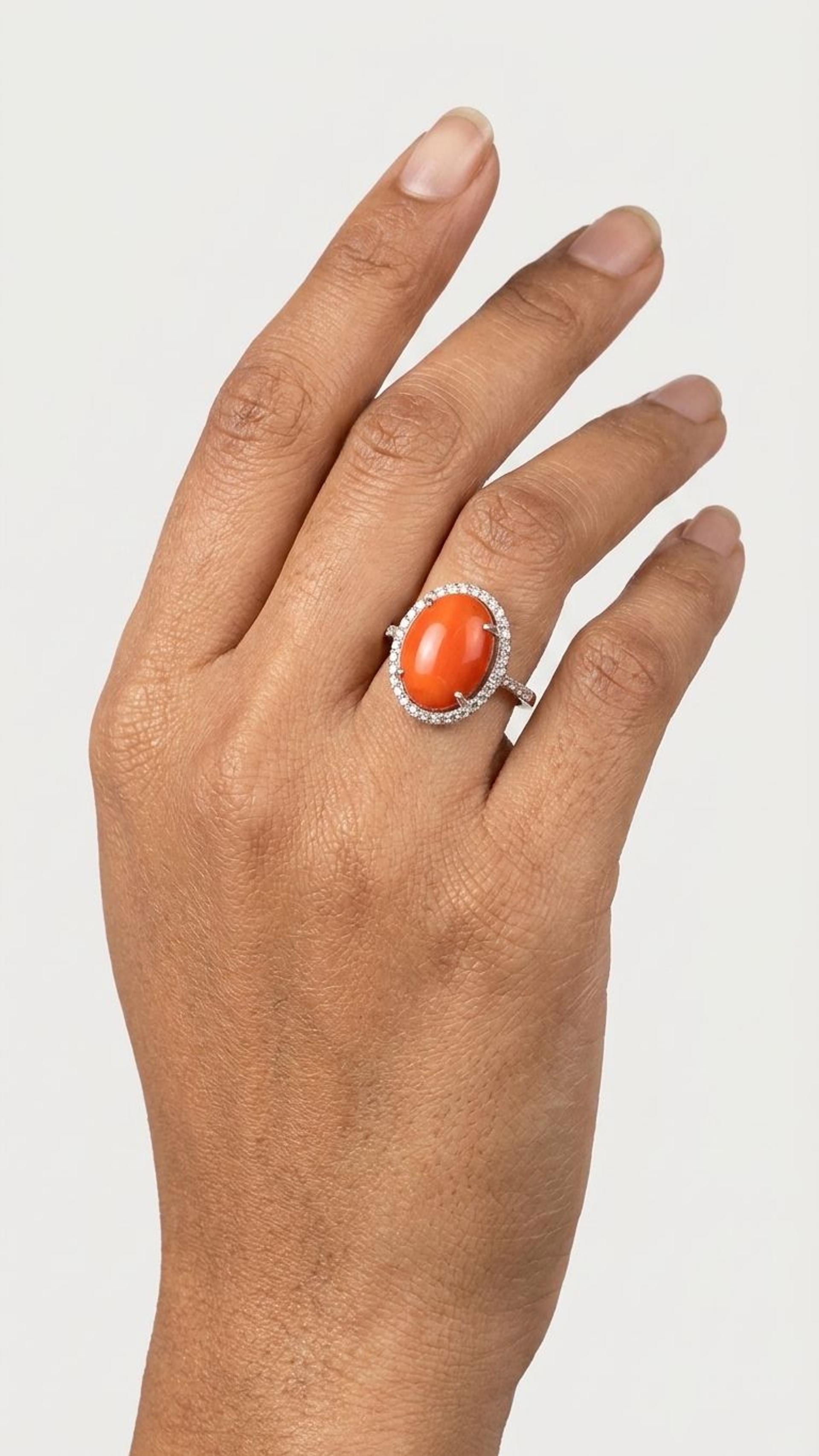 Coral Coral Ring in 92.5 Sterling Silver — Surya Jewellers Jaipur