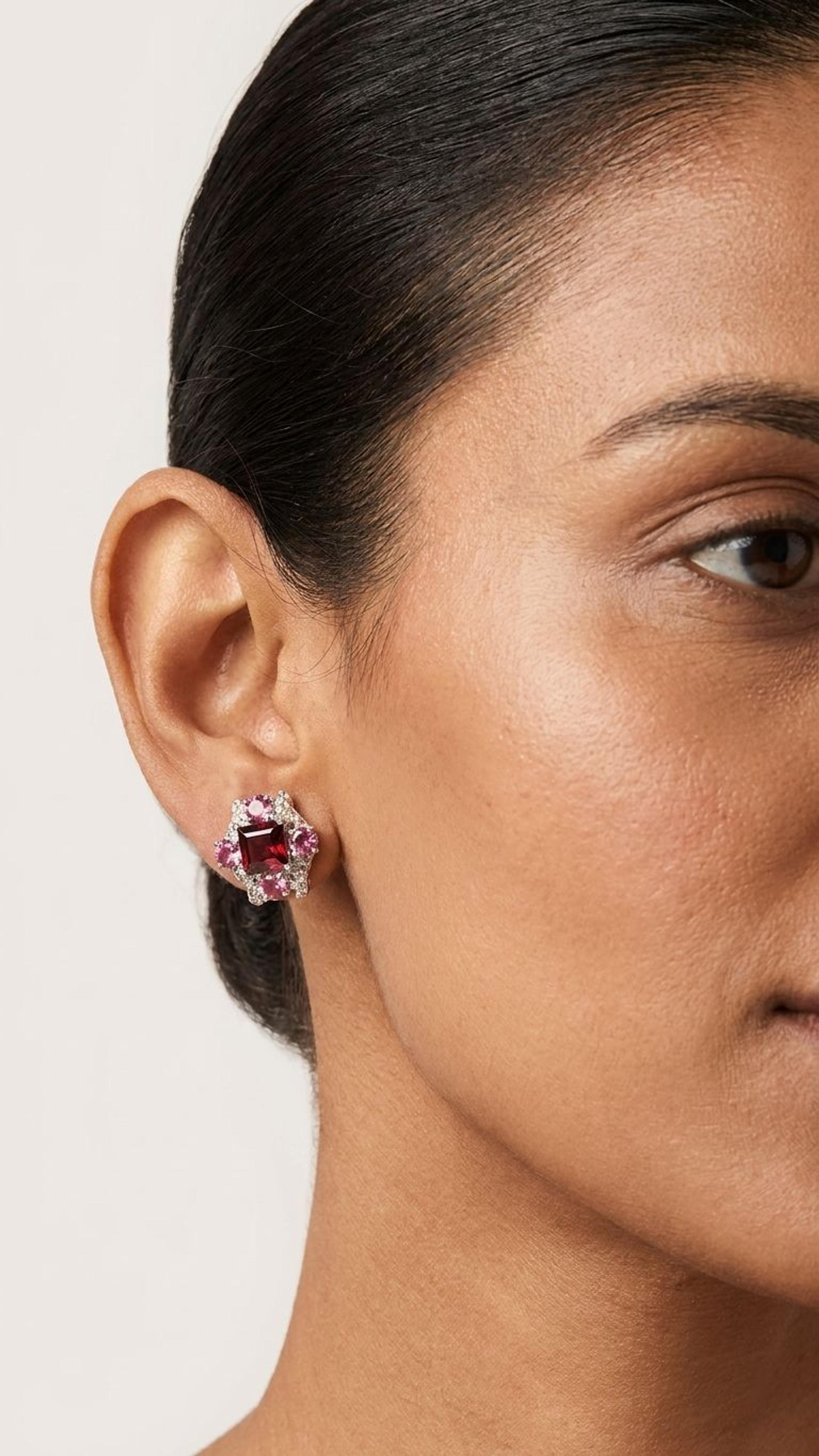 Garnet Tourmaline Stud view 4 — Studs in 92.5 Sterling Silver