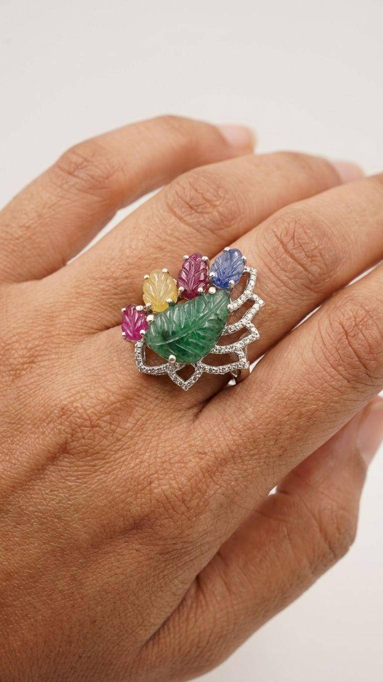 Multi Sapphire Multi Sapphire Ring in 92.5 Sterling Silver — Surya Jewellers Jaipur