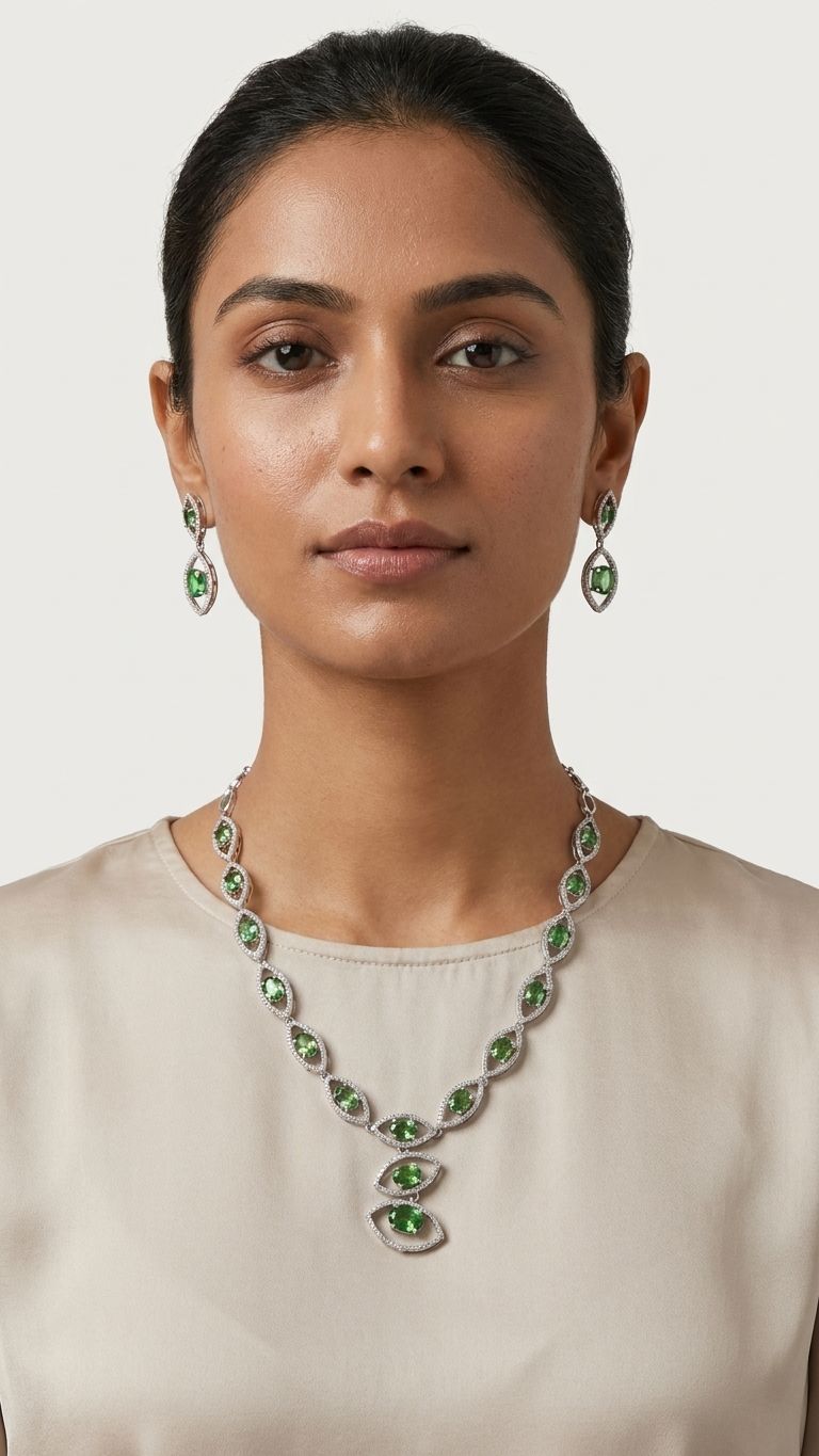 Tsavorite Necklace view 3 — Necklaces in 92.5 Sterling Silver