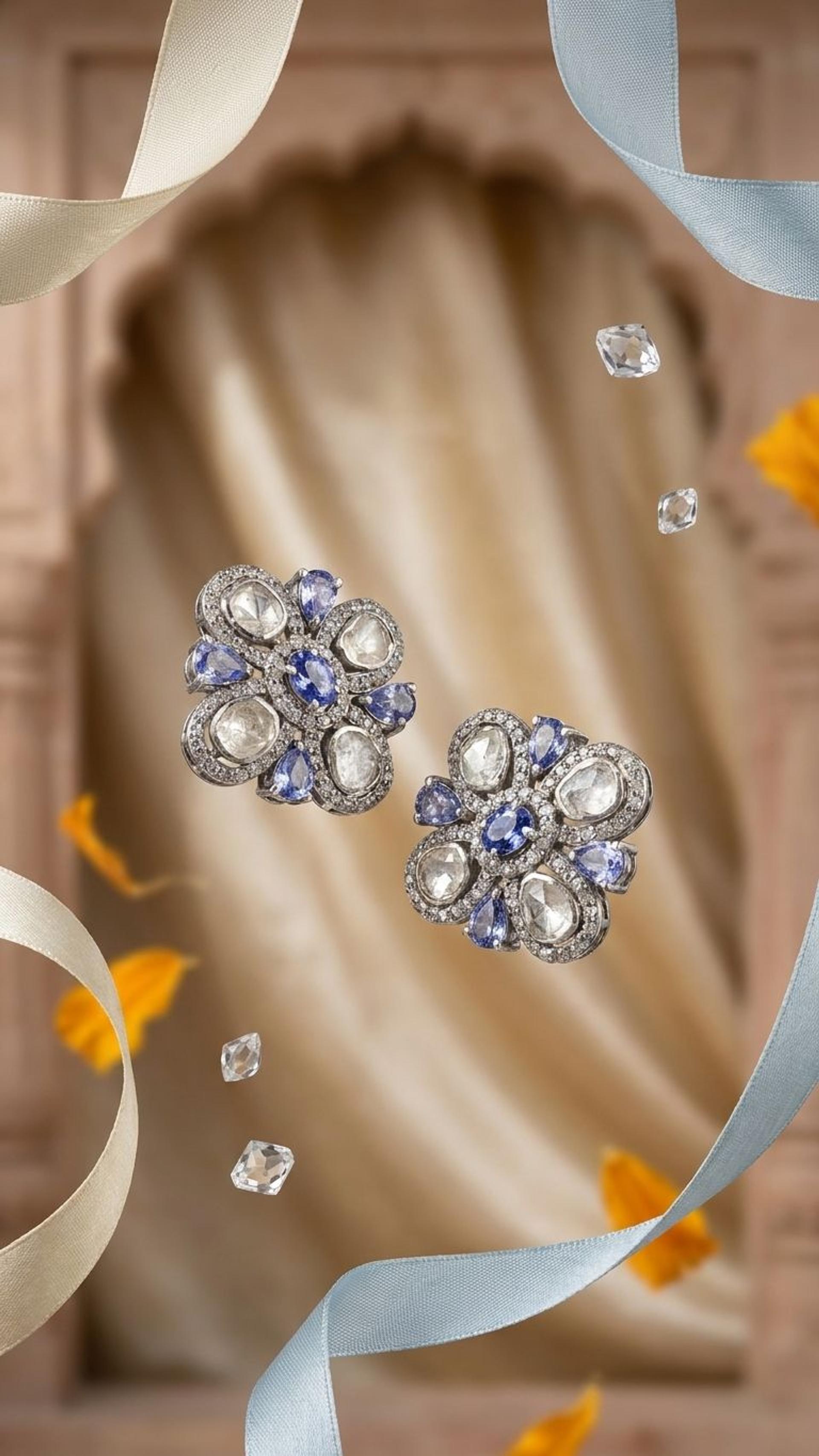 Tanzanite Stud view 4 — Studs in 92.5 Sterling Silver
