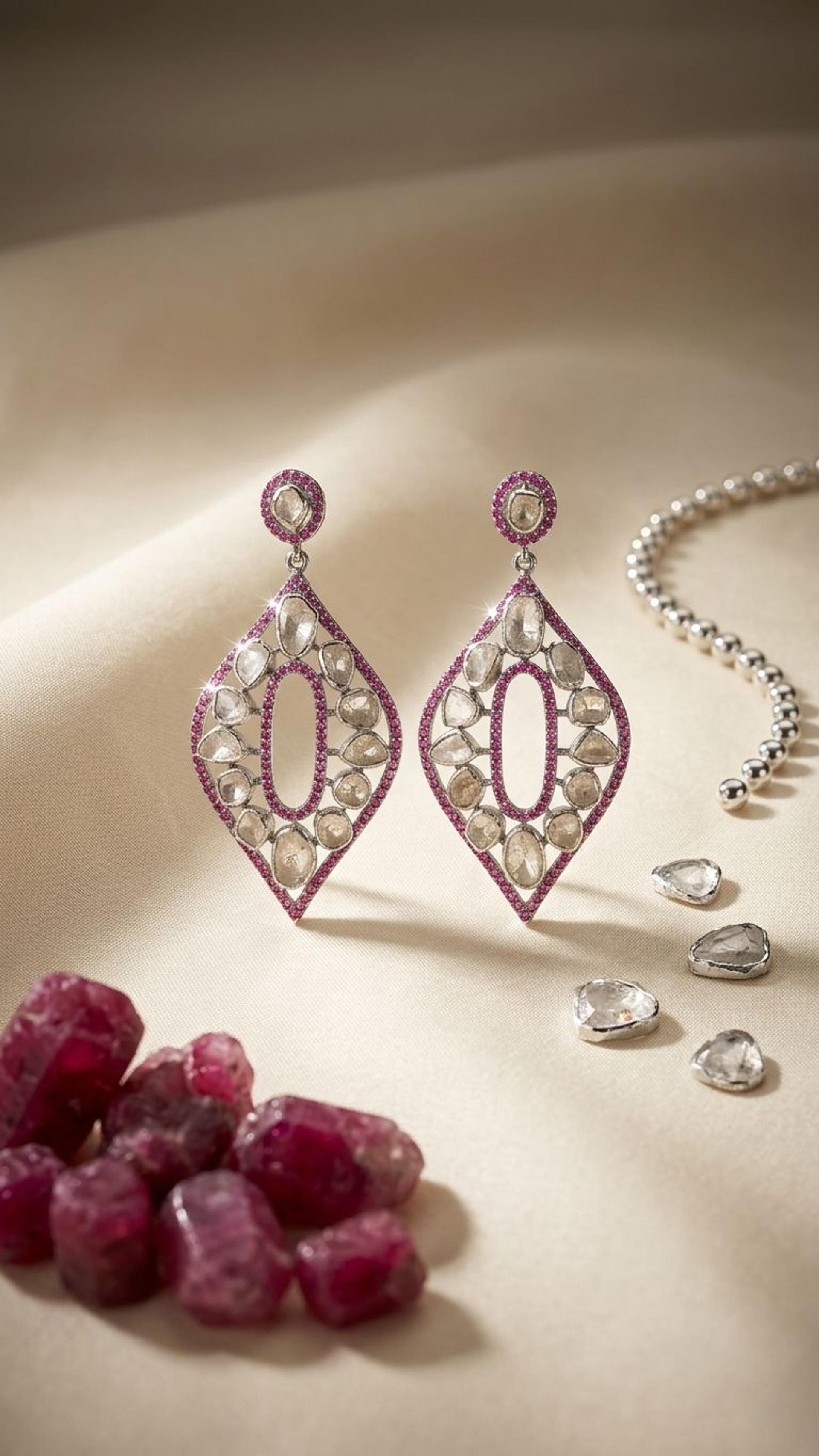 Ruby Earrings view 3 — Earrings in 92.5 Sterling Silver