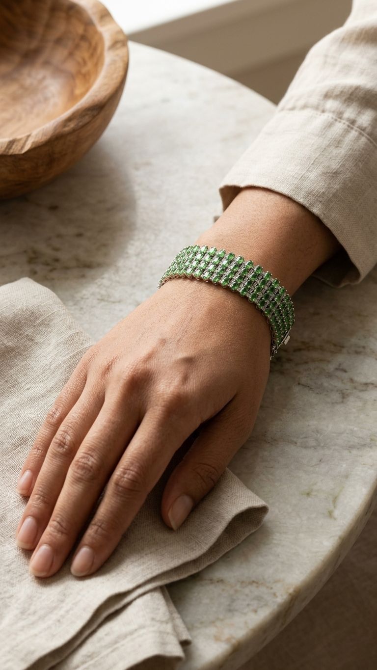 Tsavorite Bracelet view 4 — Bracelets in 92.5 Sterling Silver