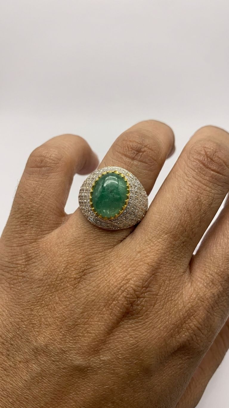 Emerald Ring view 2 — Rings in 92.5 Sterling Silver