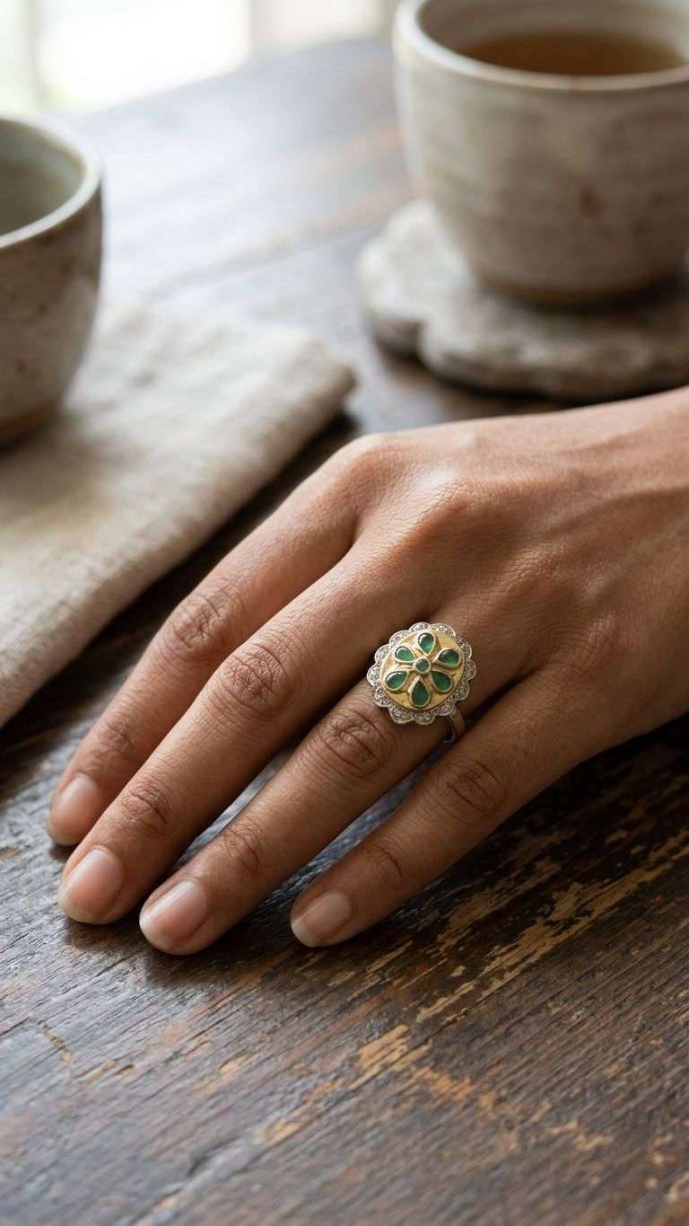 Emerald Ring in 92.5 sterling silver by Surya Jewellers Jaipur