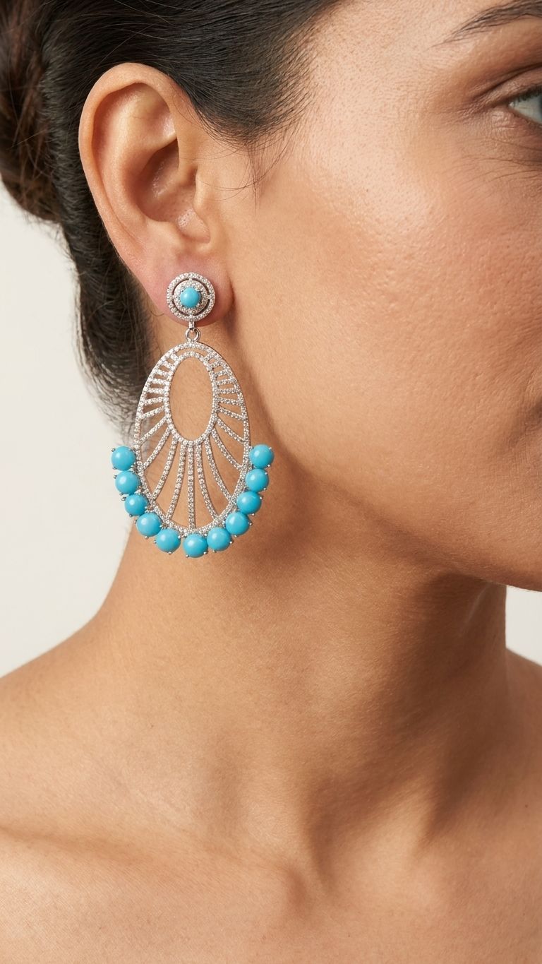 Turquoise Earrings view 4 — Earrings in 92.5 Sterling Silver