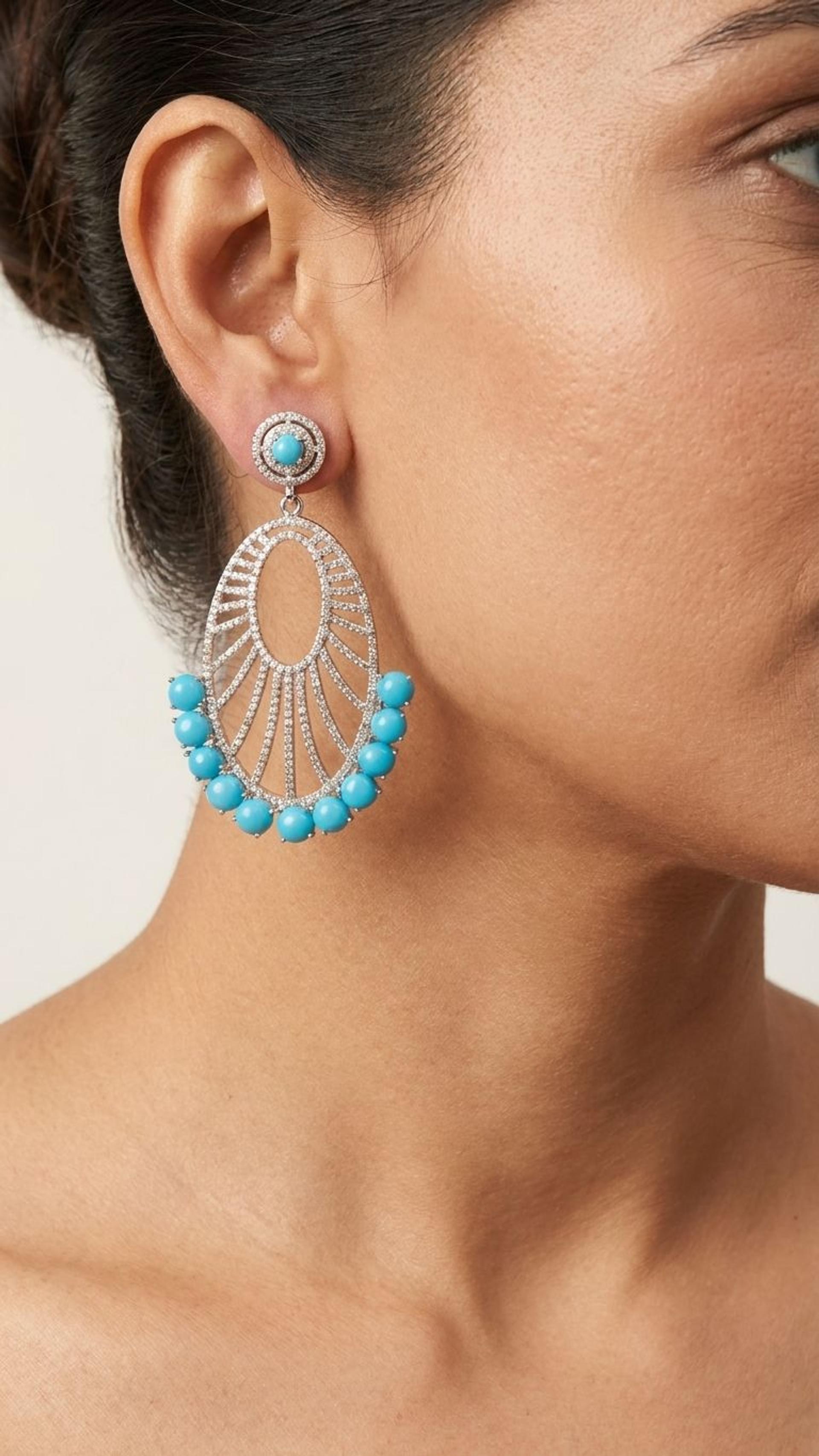 Turquoise Earrings view 4 — Earrings in 92.5 Sterling Silver