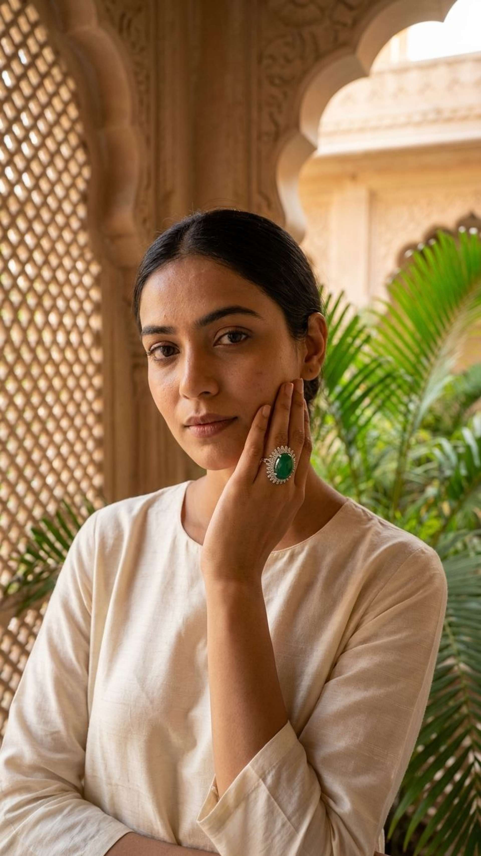 Emerald Ring in 92.5 sterling silver by Surya Jewellers Jaipur
