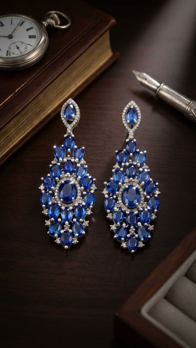 Kyanite Earrings view 2 — Earrings in 92.5 Sterling Silver