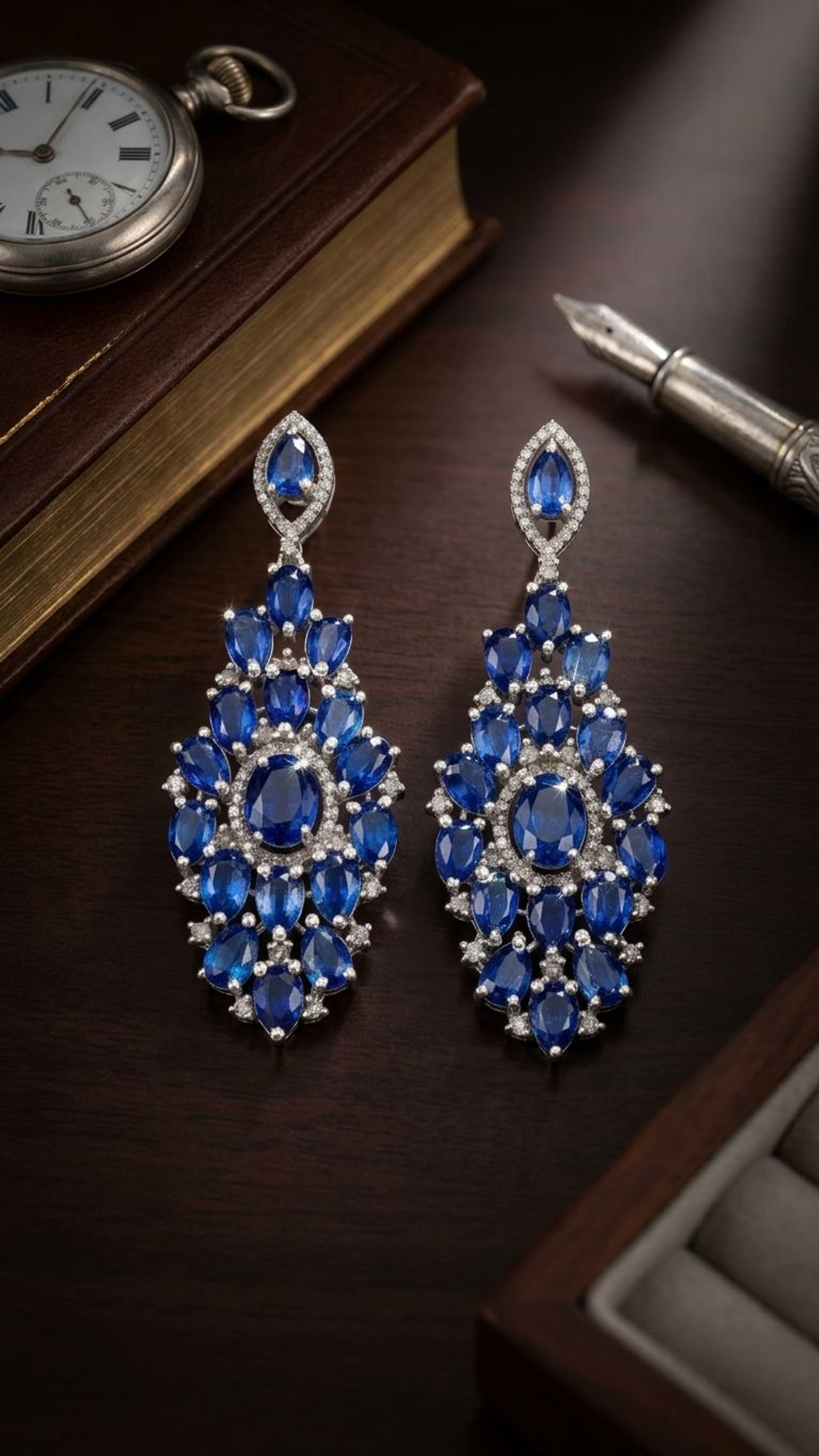 Kyanite Earrings view 2 — Earrings in 92.5 Sterling Silver