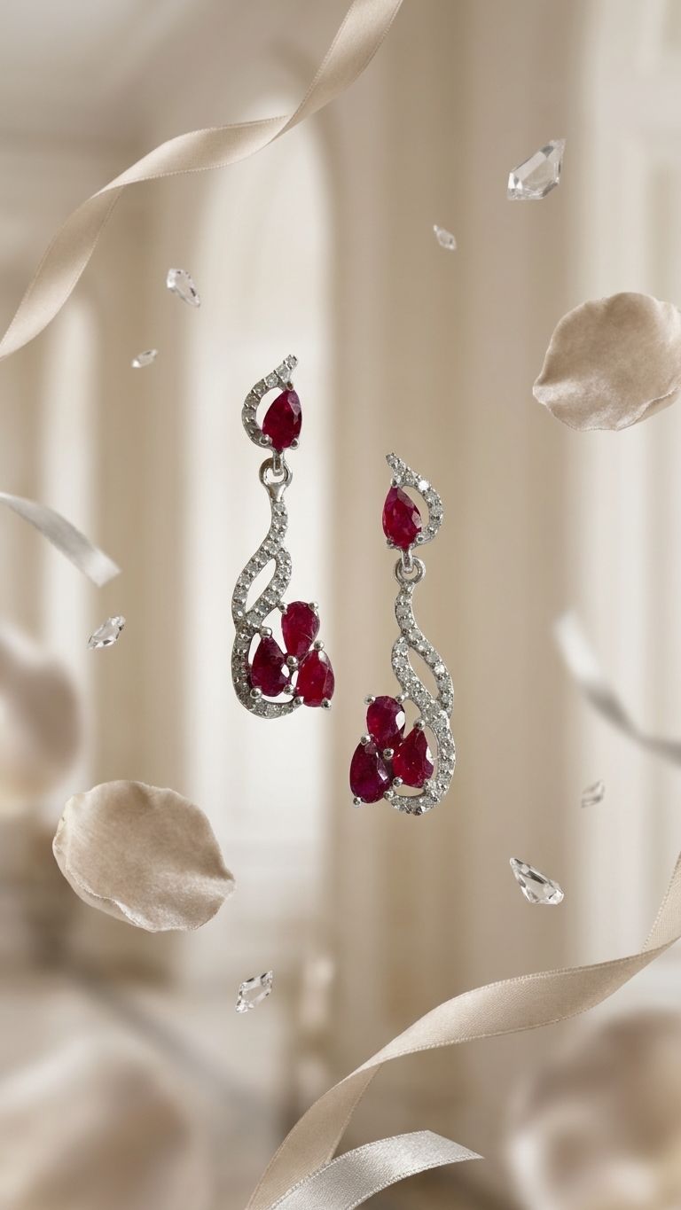 Ruby Earrings view 3 — Earrings in 92.5 Sterling Silver