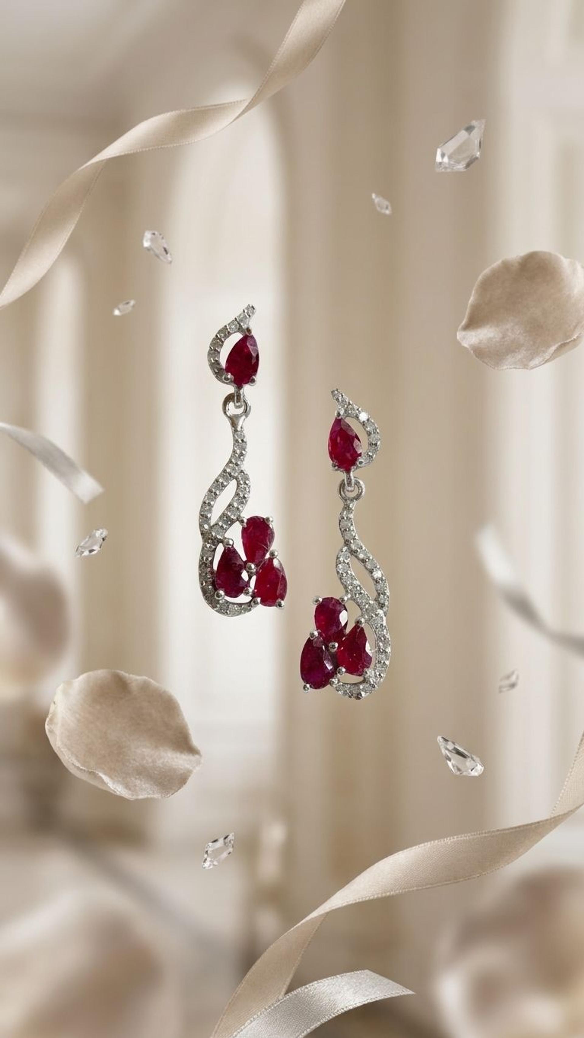 Ruby Earrings view 3 — Earrings in 92.5 Sterling Silver