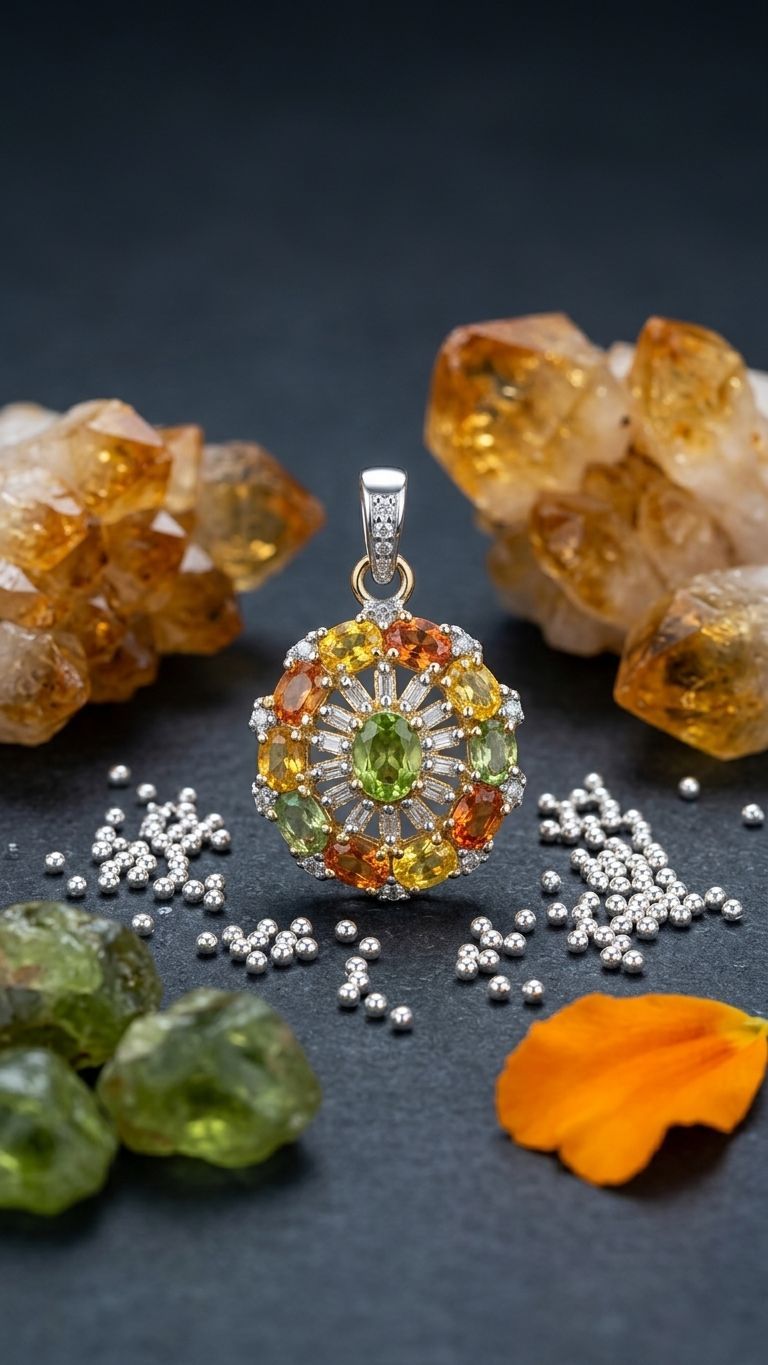 Multi Sapphire Pendant view 2 — Pendants in 92.5 Sterling Silver