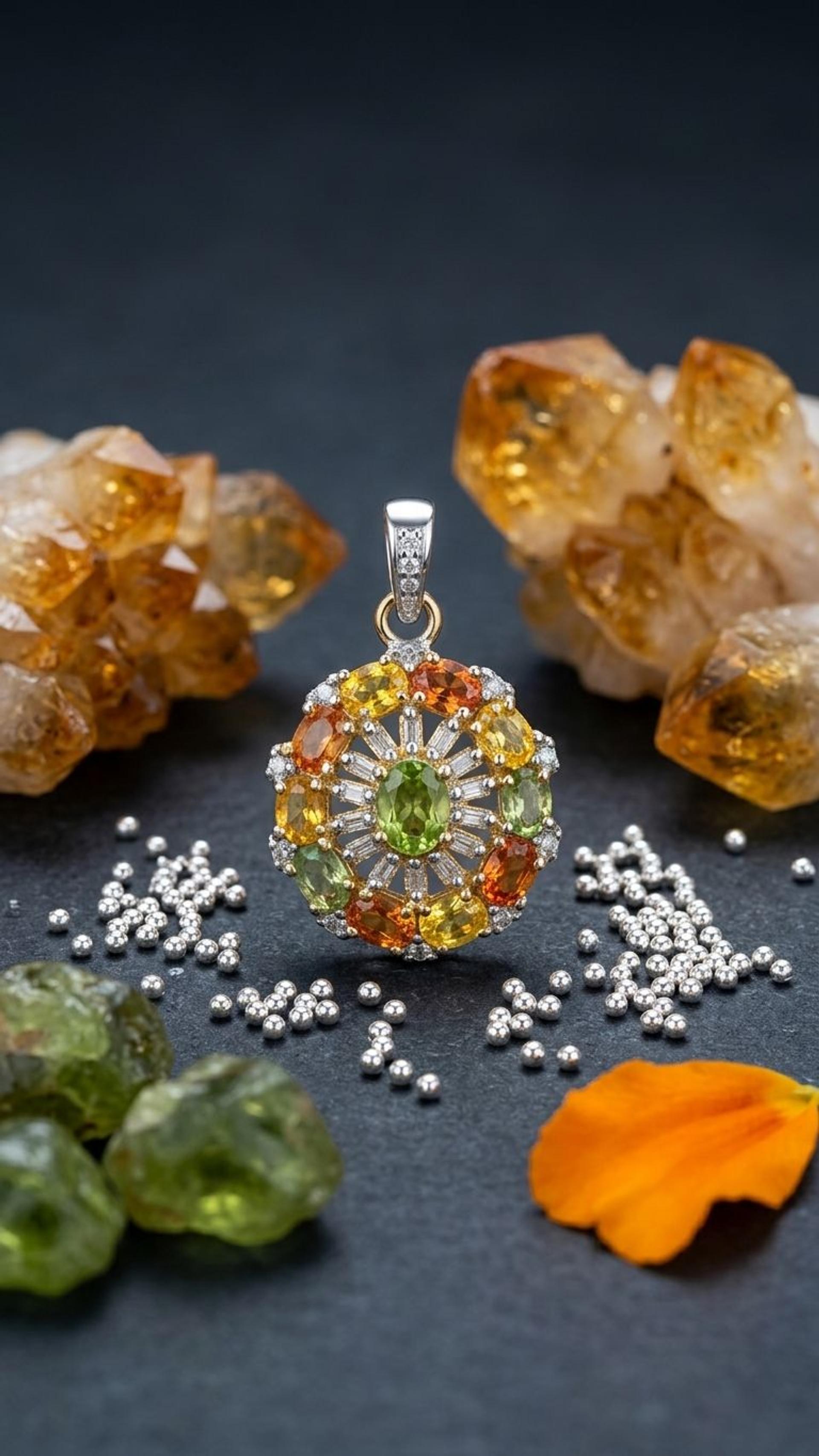 Multi Sapphire Pendant view 2 — Pendants in 92.5 Sterling Silver