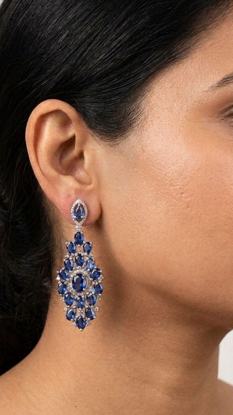 Kyanite Kyanite Earrings in 92.5 Sterling Silver — Surya Jewellers Jaipur