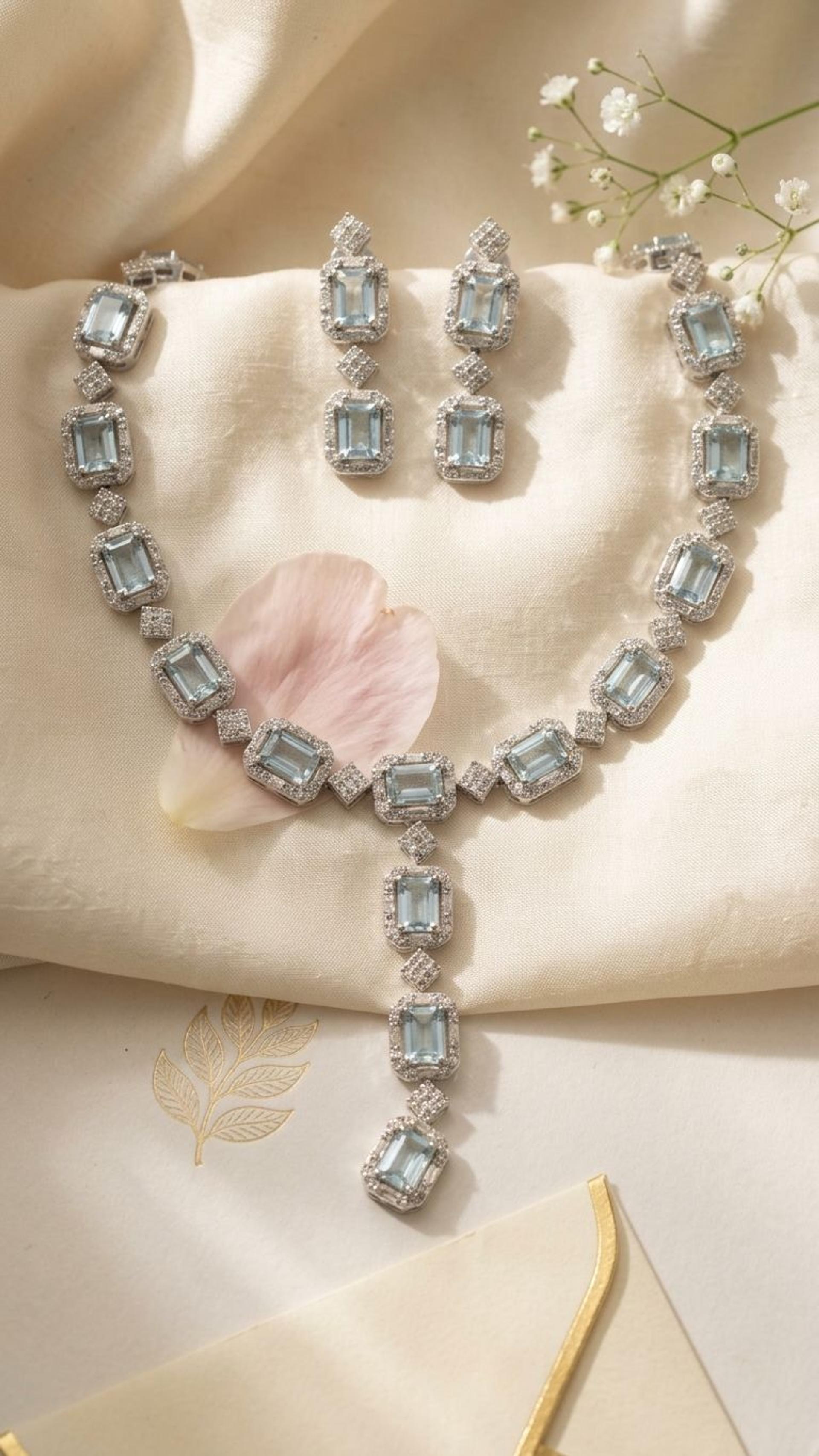 Aquamarine Necklace view 3 — Necklaces in 92.5 Sterling Silver