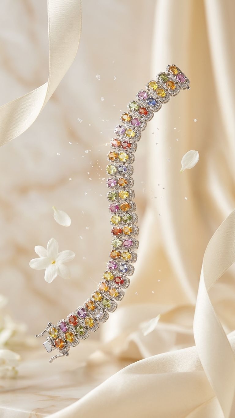 Multi sapphire Bracelet view 3 — Bracelets in 92.5 Sterling Silver